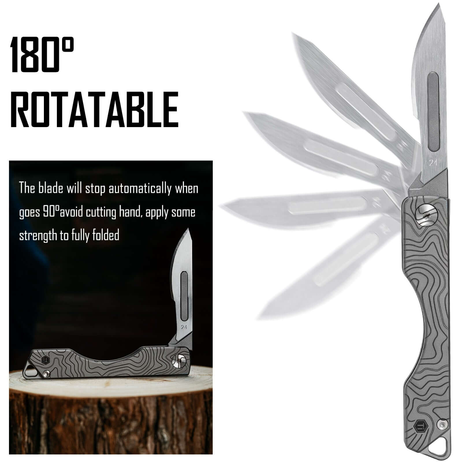 KK01 Titanium Pocket Knife with #24 Replaceable Blade