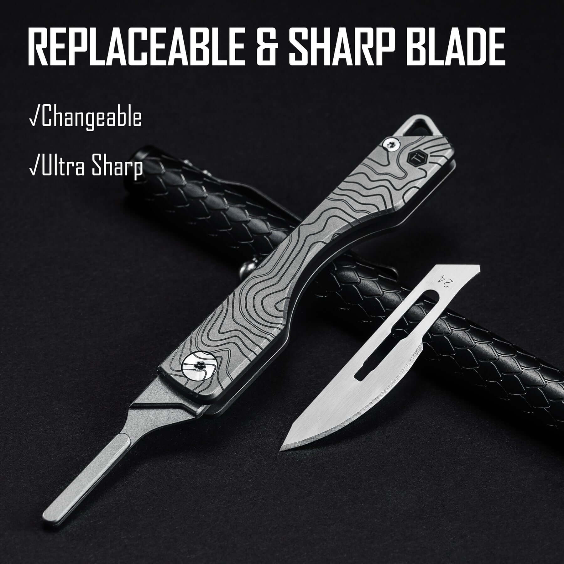 KK01 Titanium Pocket Knife with #24 Replaceable Blade