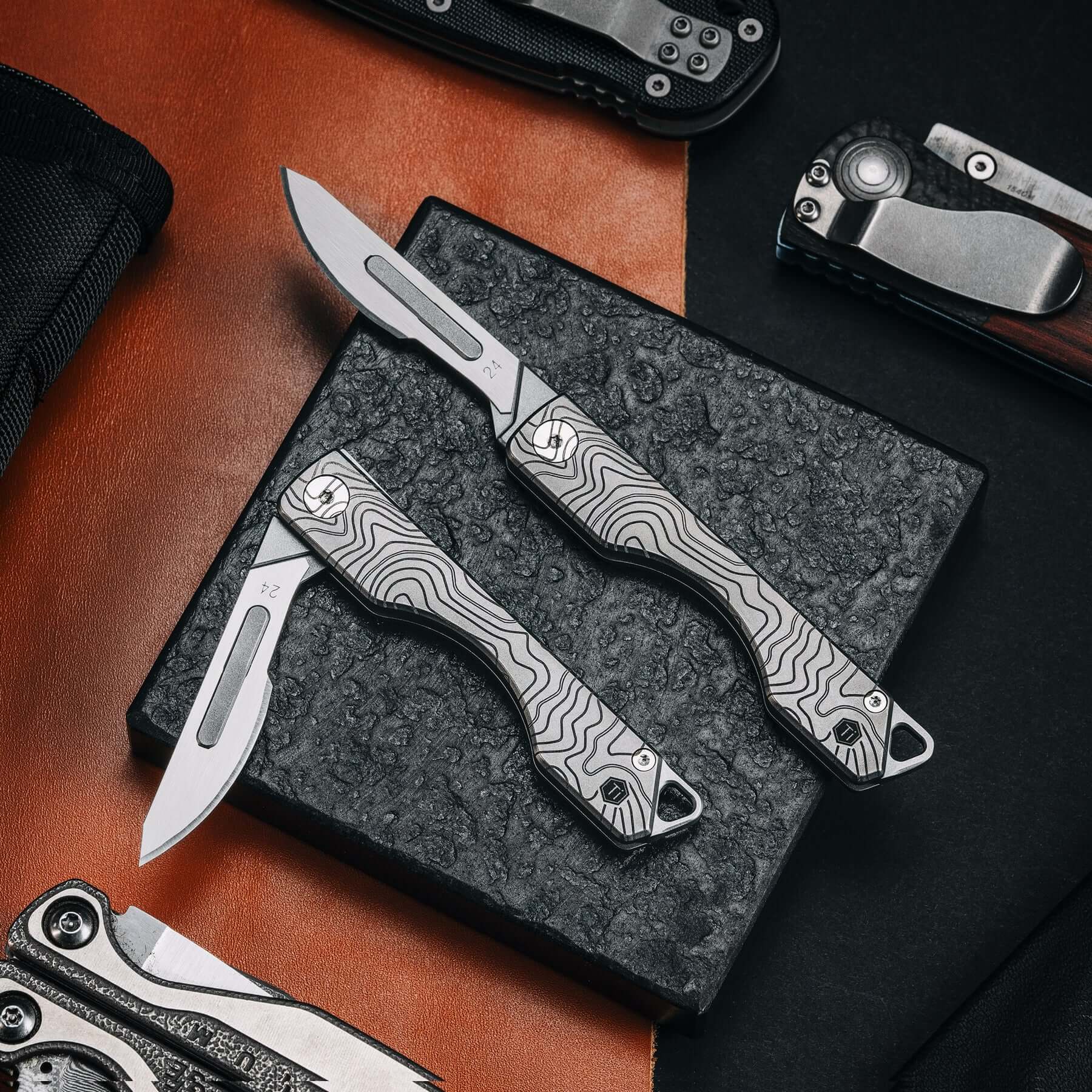 KK01 Titanium Pocket Knife with #24 Replaceable Blade