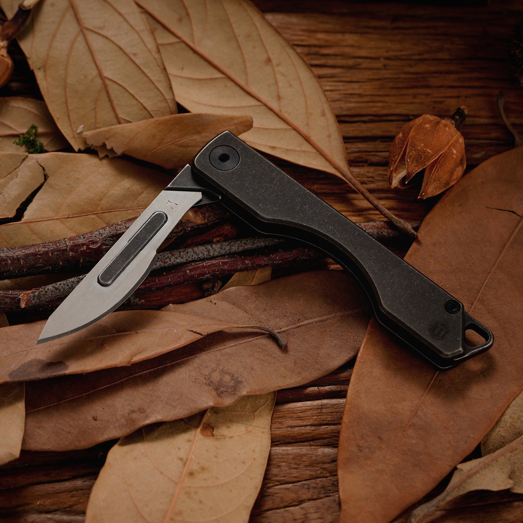KK01BK Titanium Folding Knife with #24 Replaceable Blade (PVD Black)