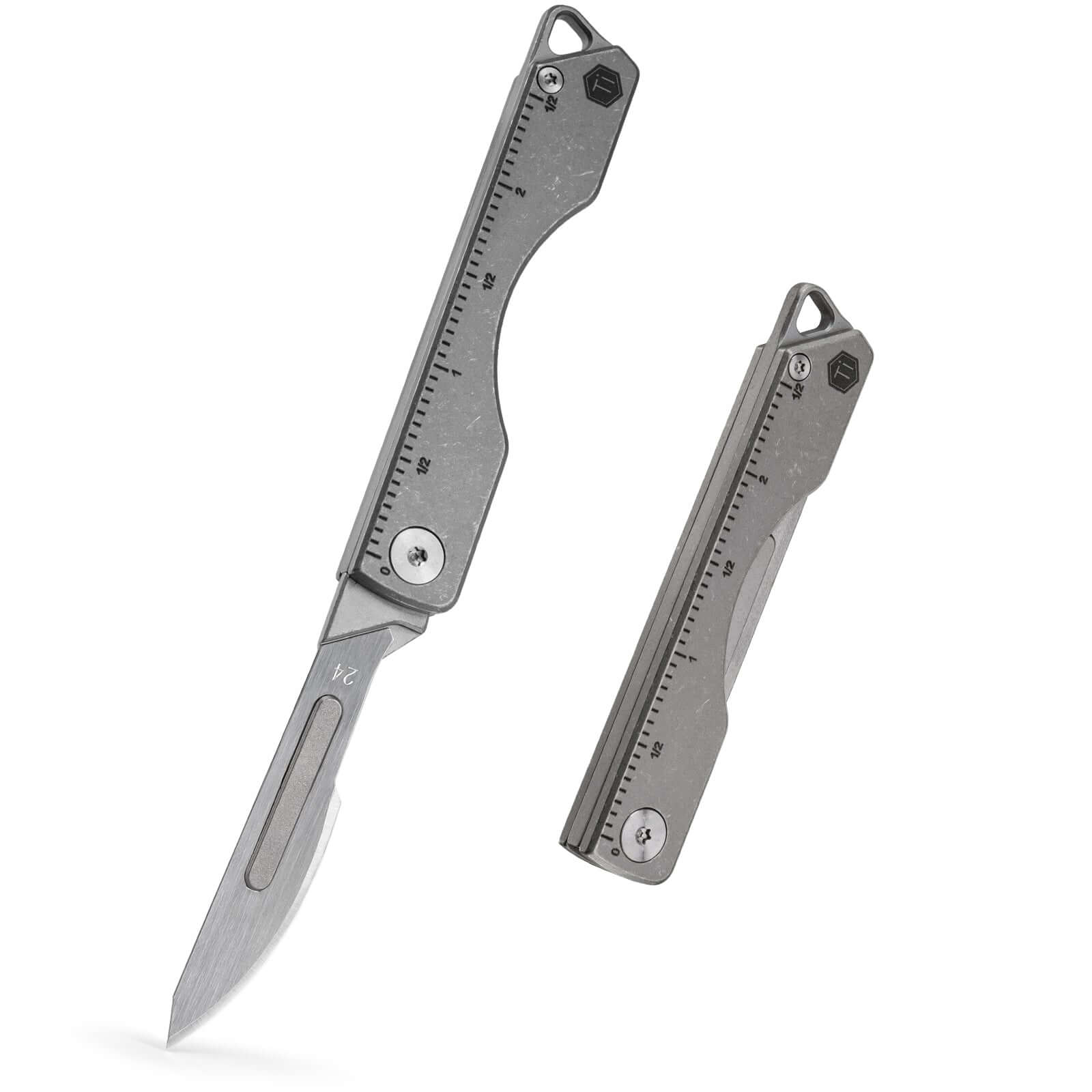 KK01AR Titanium Folding Knife with #24 Replaceable Blade (Ruler AR)