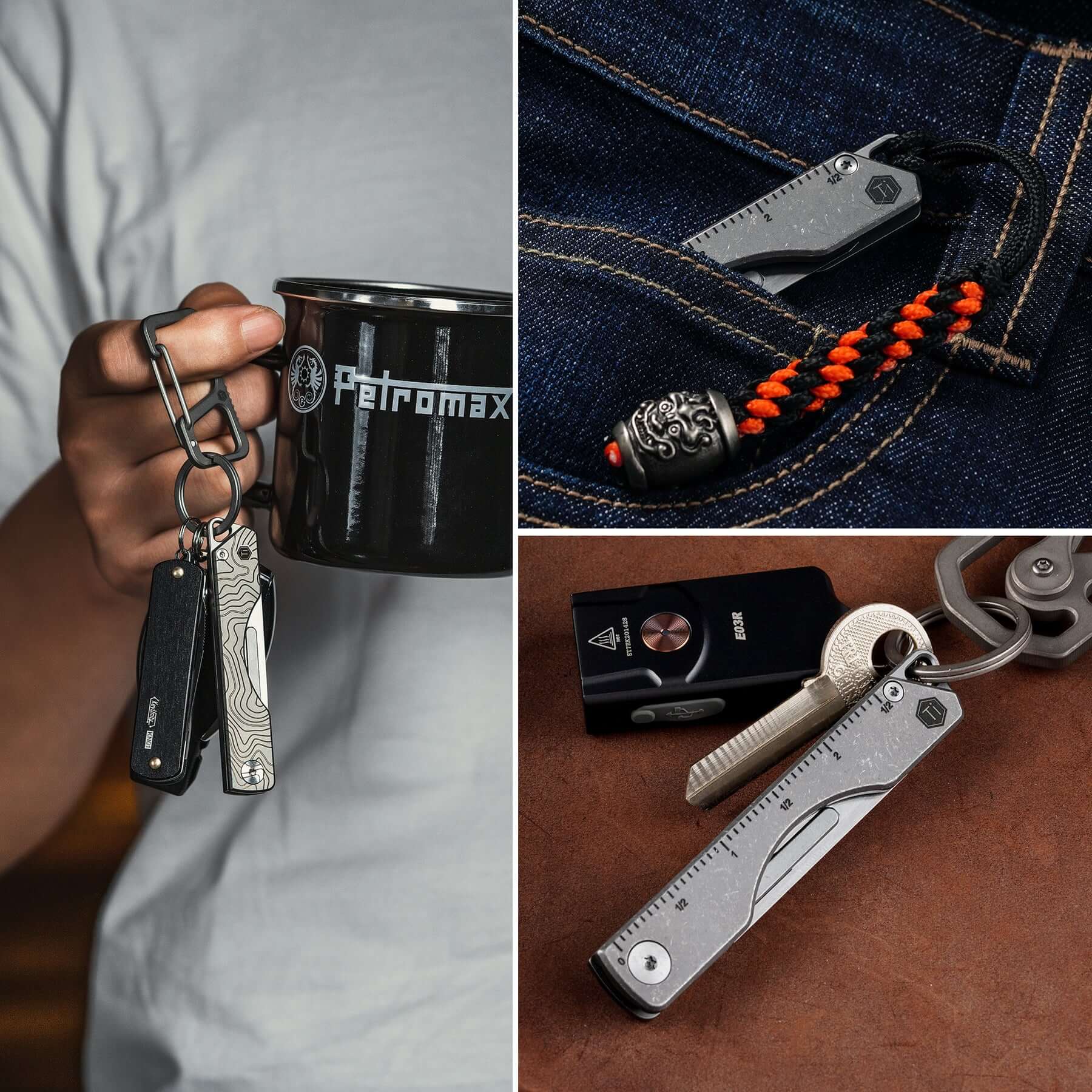 KK01AR Titanium Folding Knife with #24 Replaceable Blade (Ruler AR)