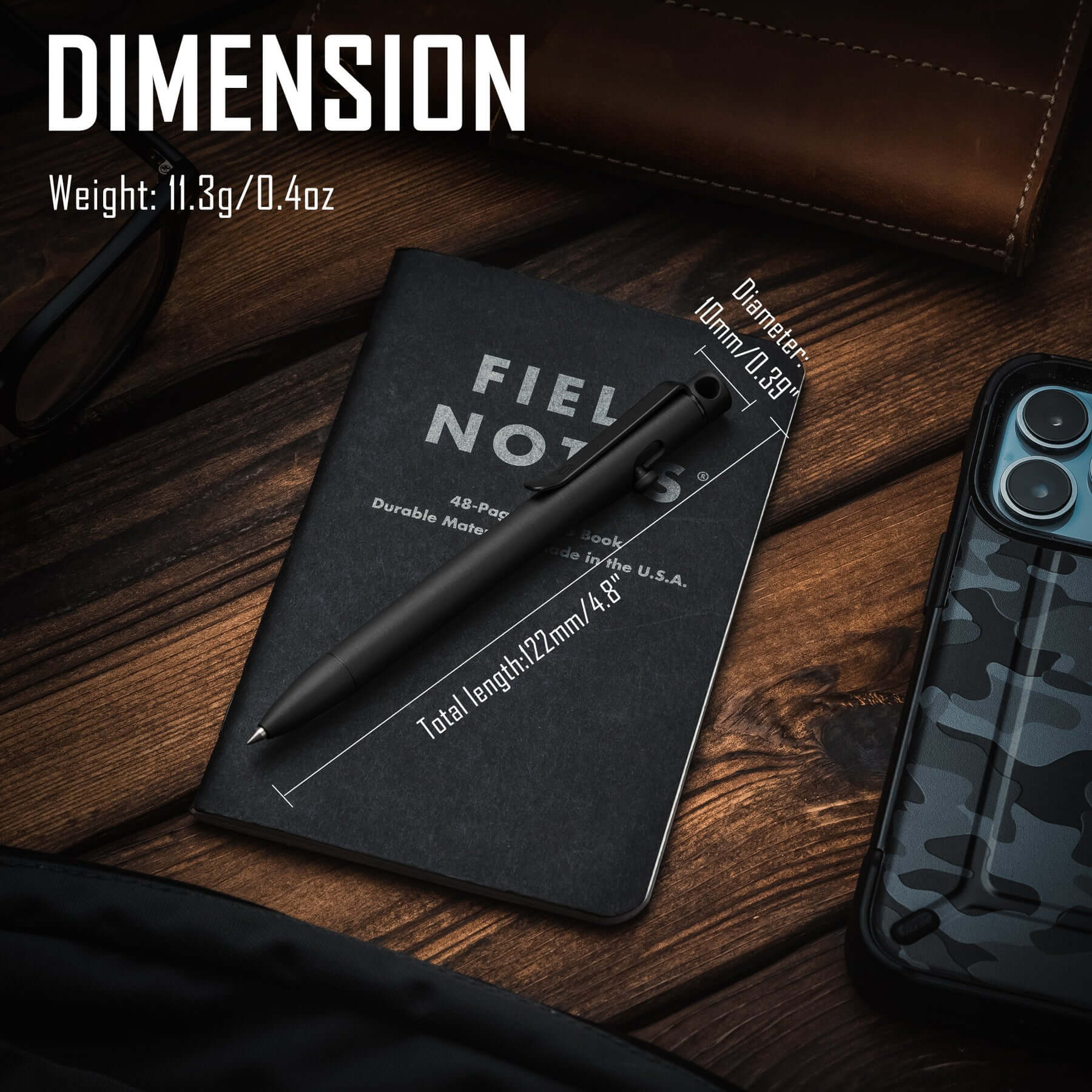 KP01 Titanium Alloy Bolt Action Pen (BLACK)