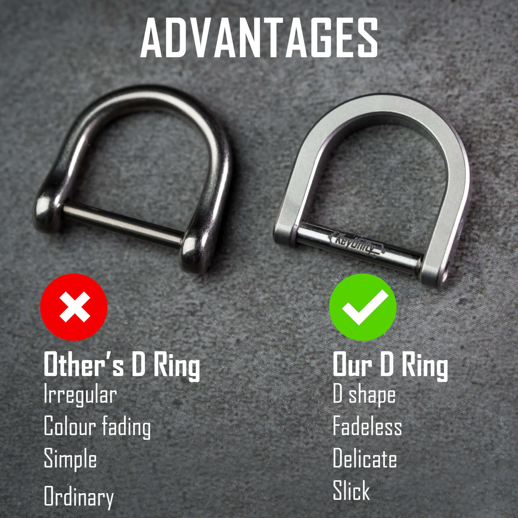 KA17 Titanium D Shaped Key Ring