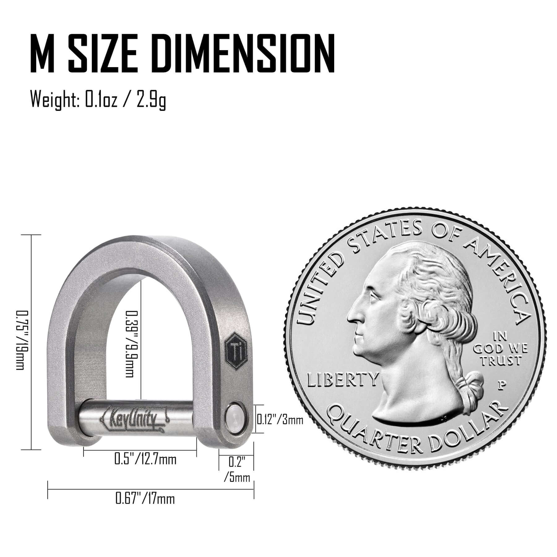 KA17 Titanium D Shaped Key Ring