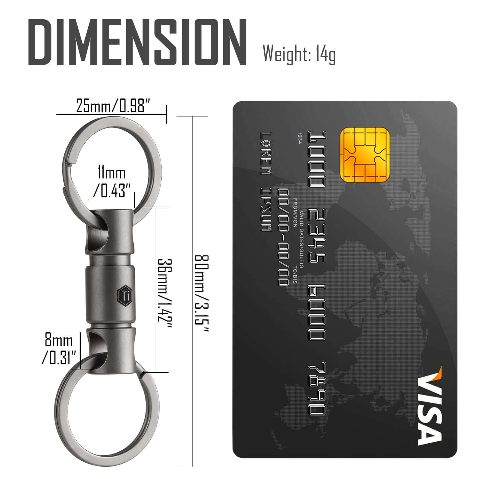 KA24 Titanium Alloy Keychain Key Ring Connector
