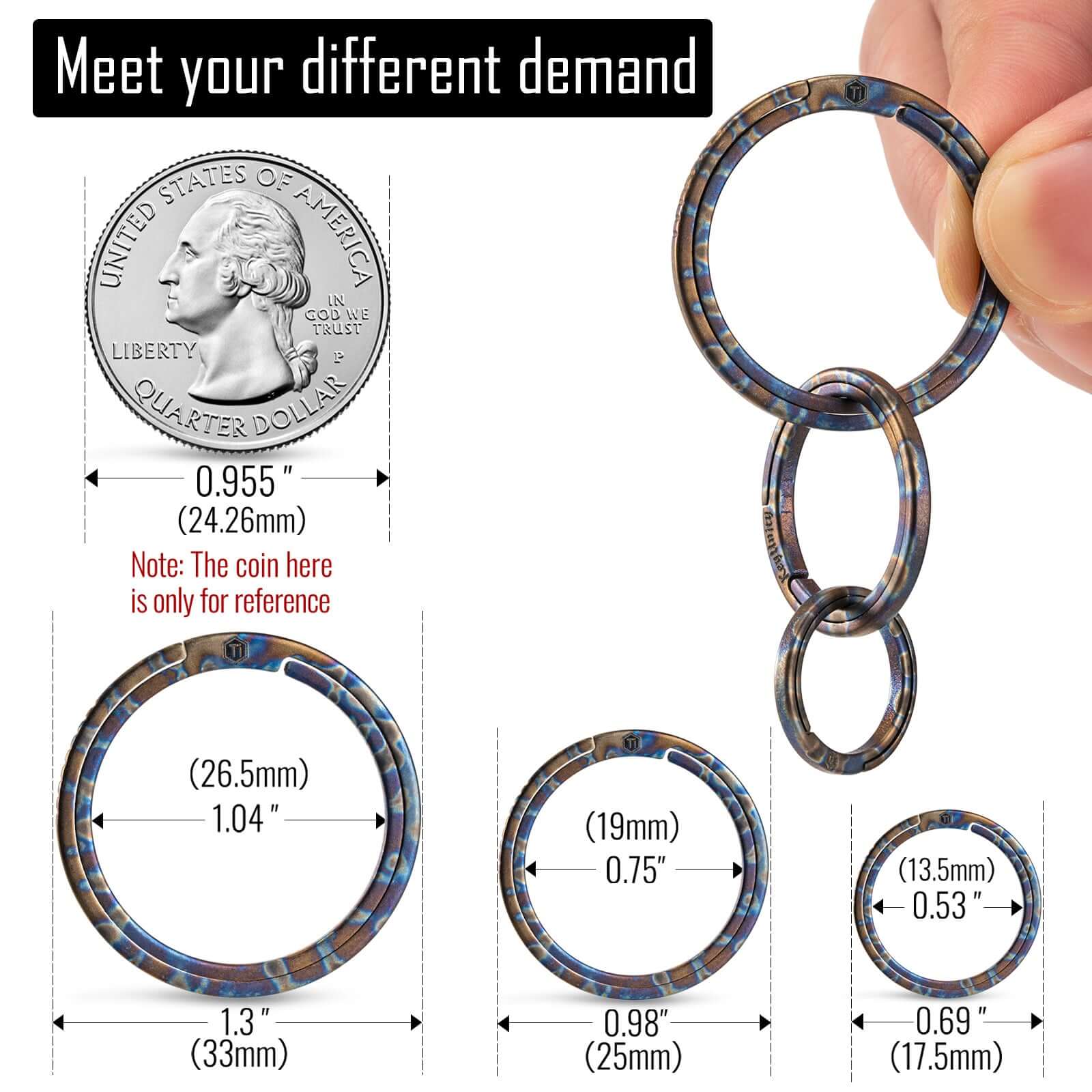 KA02HF TITANIUM KEY RING SET