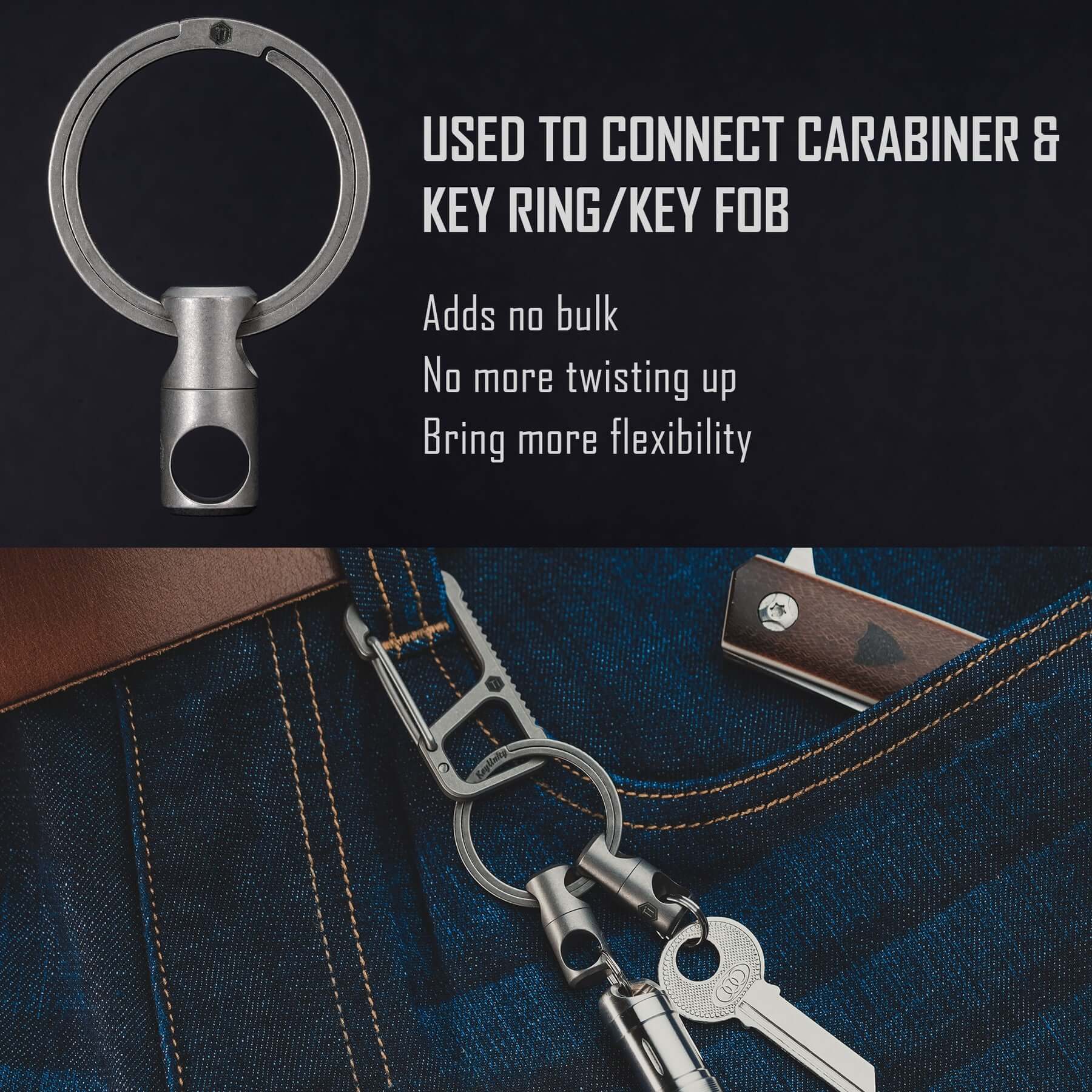 KA07 Titanium Swivel Keychain Connector for Carabiner & Split Ring 2pcs