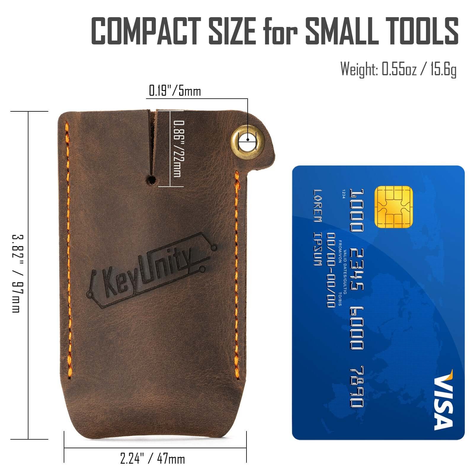 KA16 Leather Sheath EDC Pocket Organizer Hand Stitched Slip Pouch