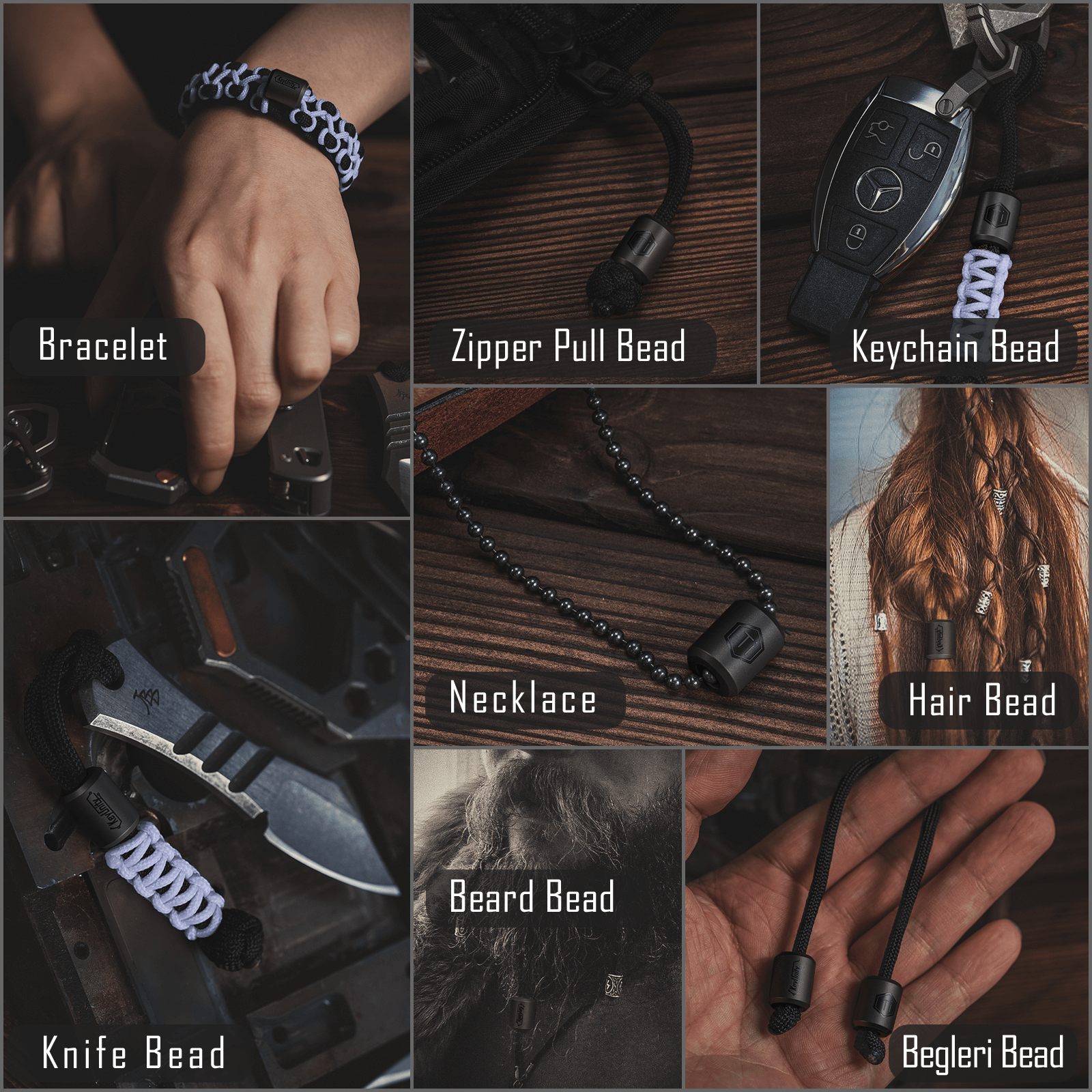 KA01 Ti-6Al-4V Bead-2 Pcs Landyard Beads Outdoor EDC Accessories