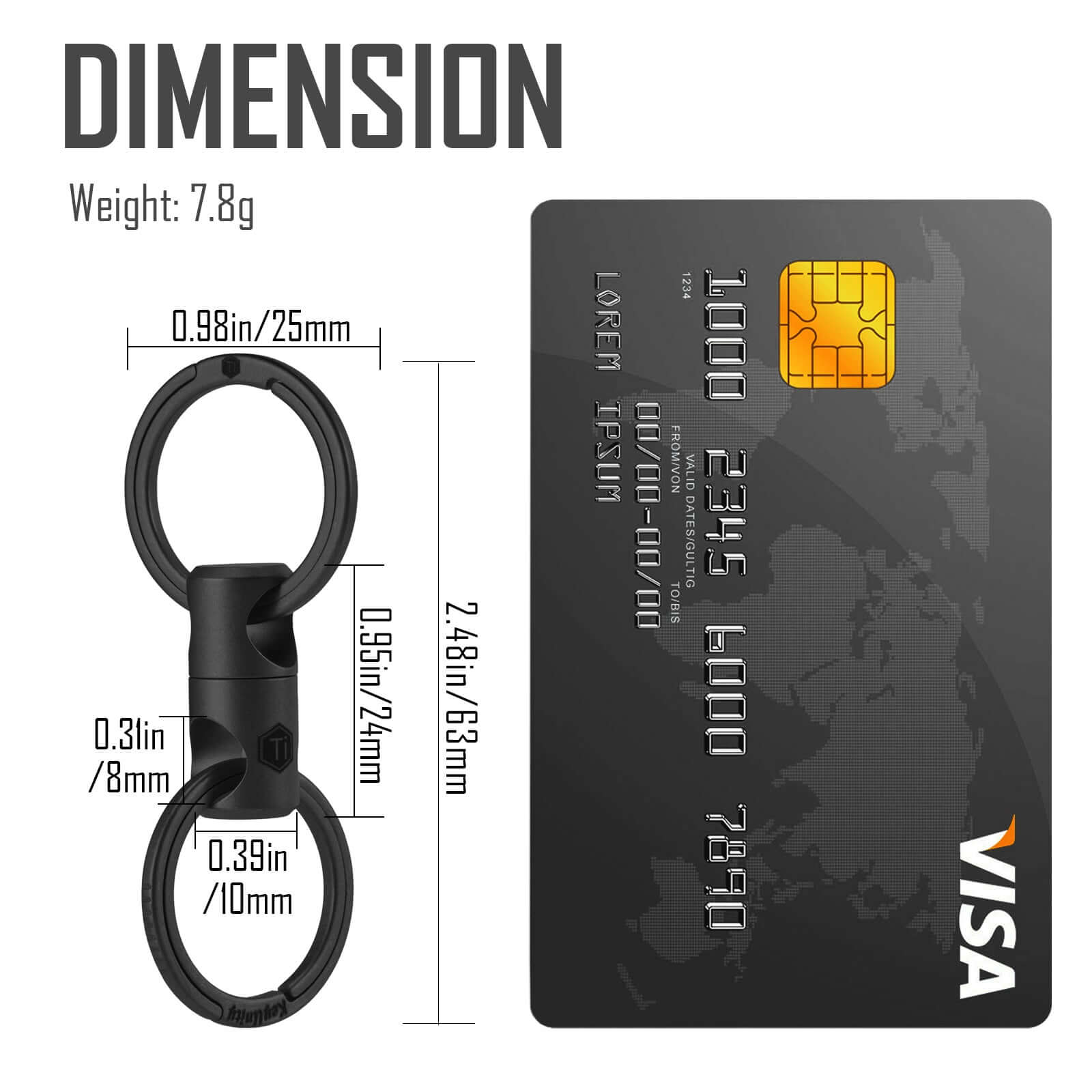 KA15 Titanium Alloy Keychain Key Ring Connector (Black)