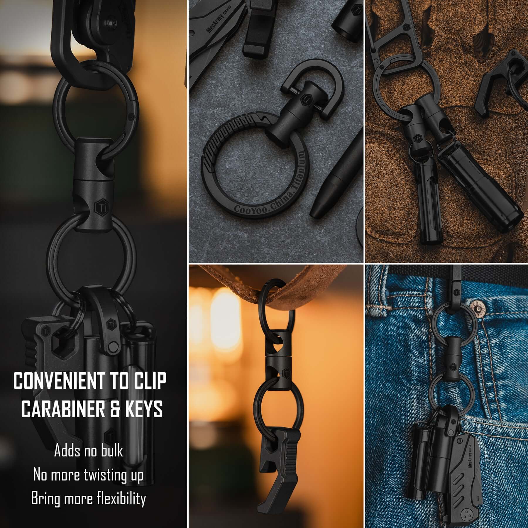 KA15 Titanium Alloy Keychain Key Ring Connector (Black)