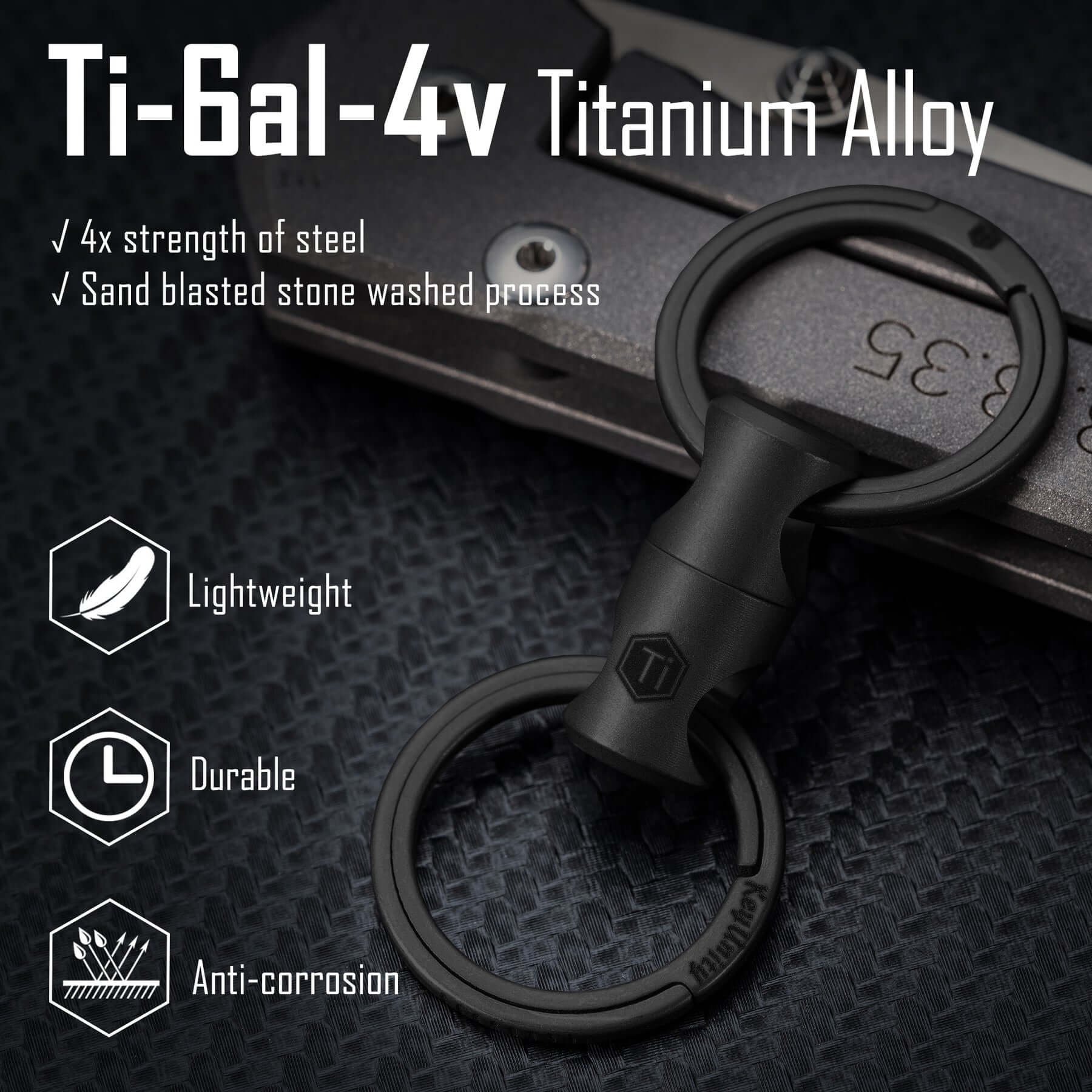KA15 Titanium Alloy Keychain Key Ring Connector (Black)