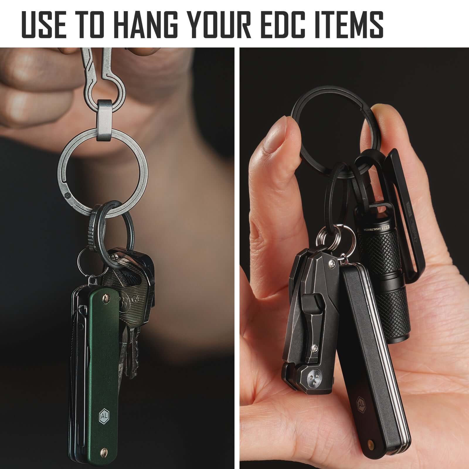 KA12 Titanium Alloy Key Ring Set (1l+2m+2s)(Black)
