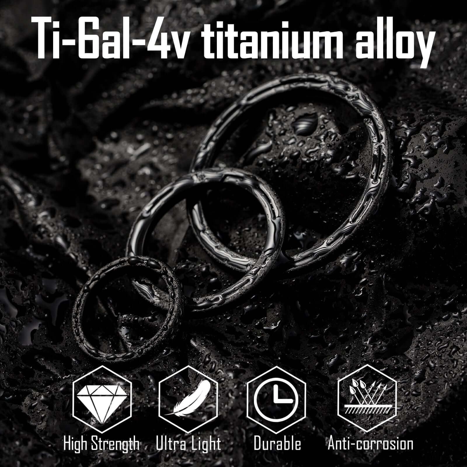 KA12 Titanium Alloy Key Ring Set (1l+2m+2s)(Black)