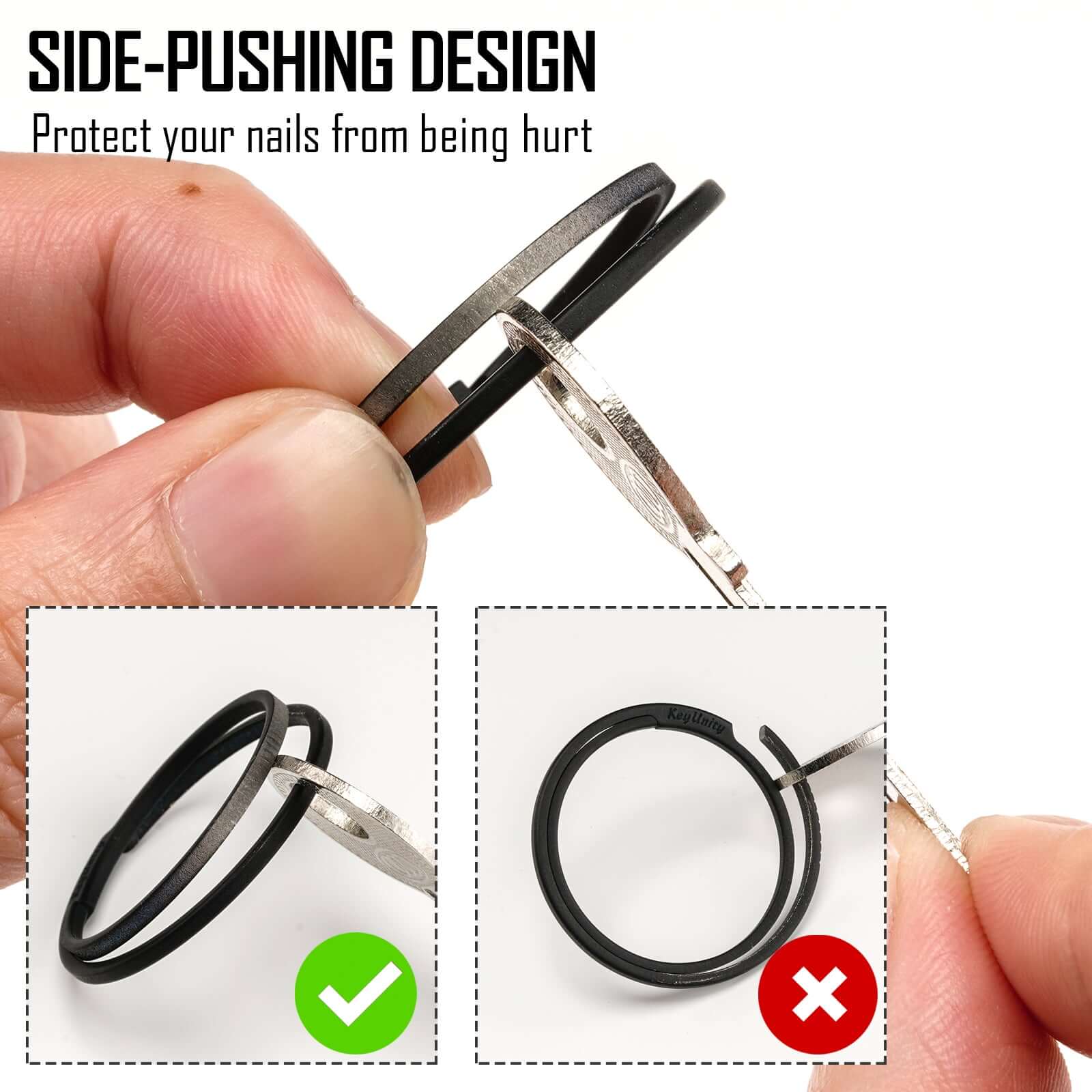 KA12 Titanium Alloy Key Ring Set (1l+2m+2s)(Black)