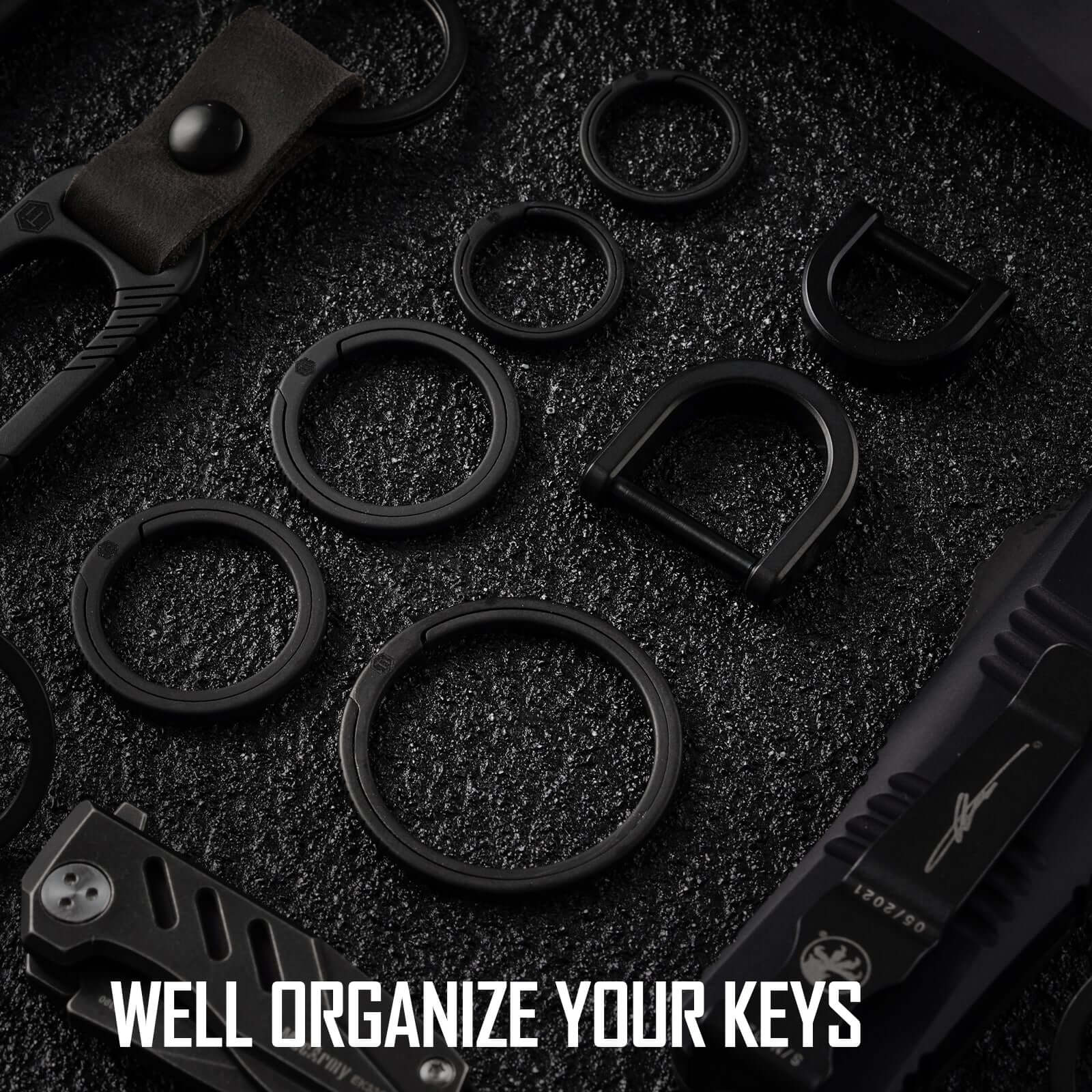 KA12 Titanium Alloy Key Ring Set (1l+2m+2s)(Black)