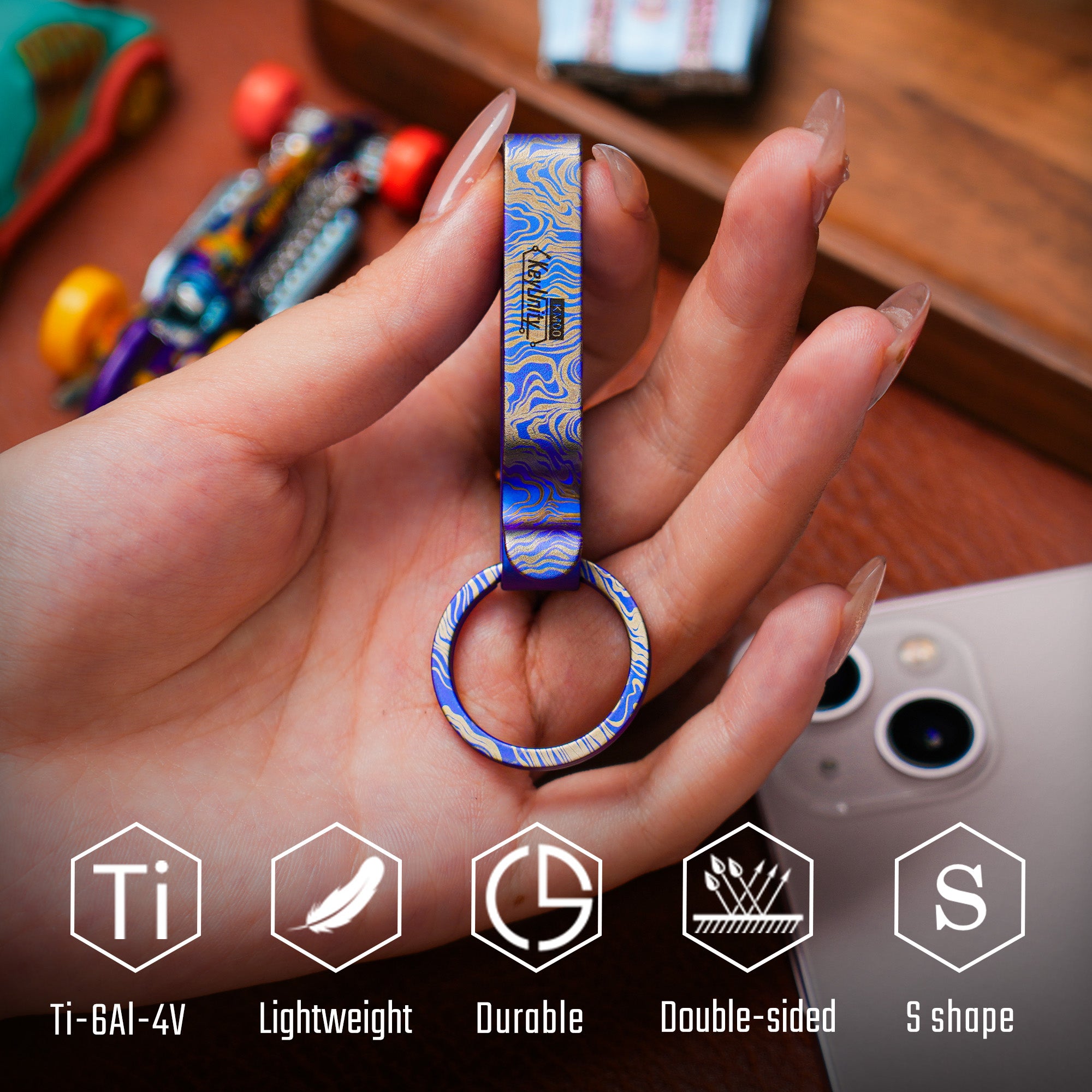 KM00 Titanium Decoration Clip Double Side Keychain Hook