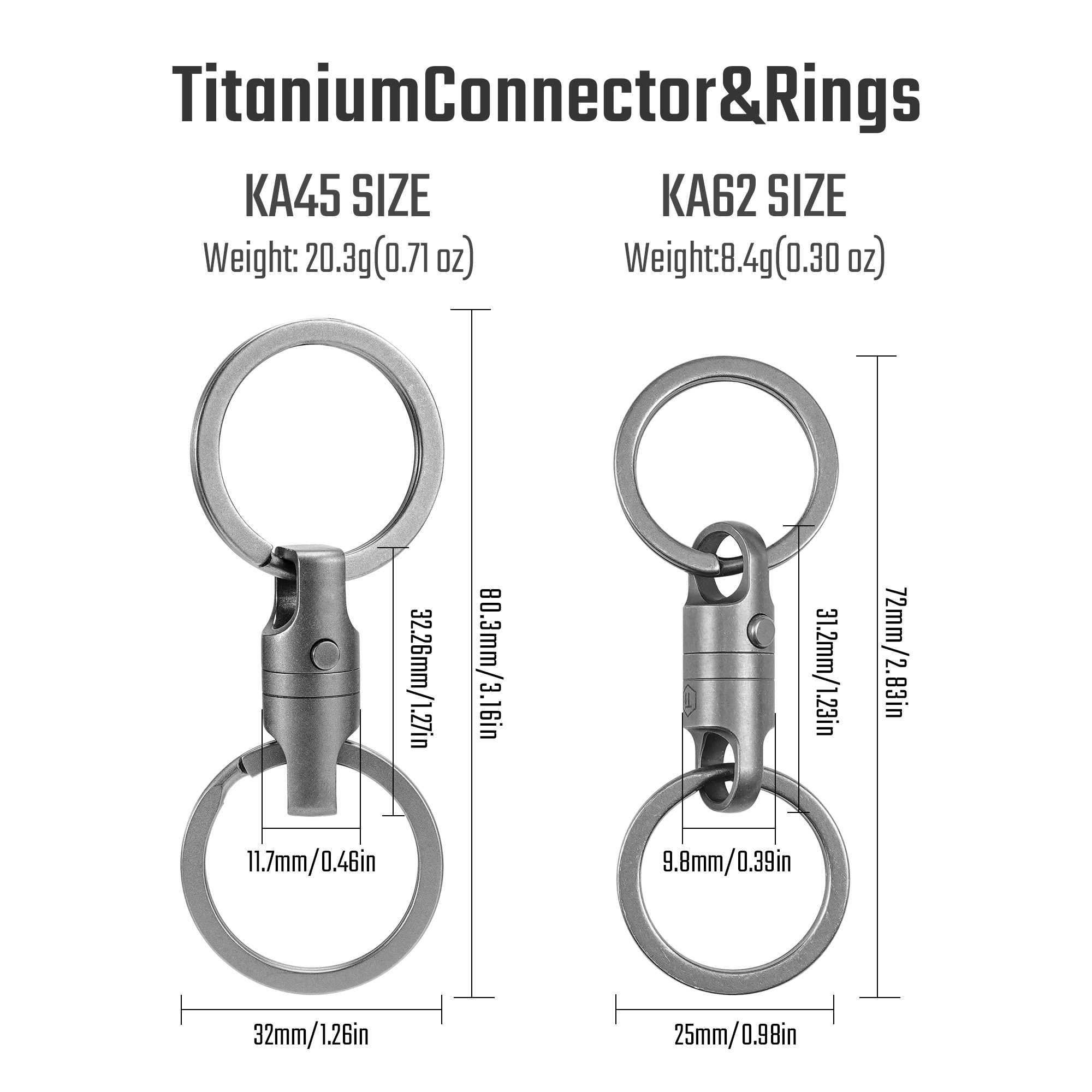 KA45/KA62 Titanium Swivel Key Ring