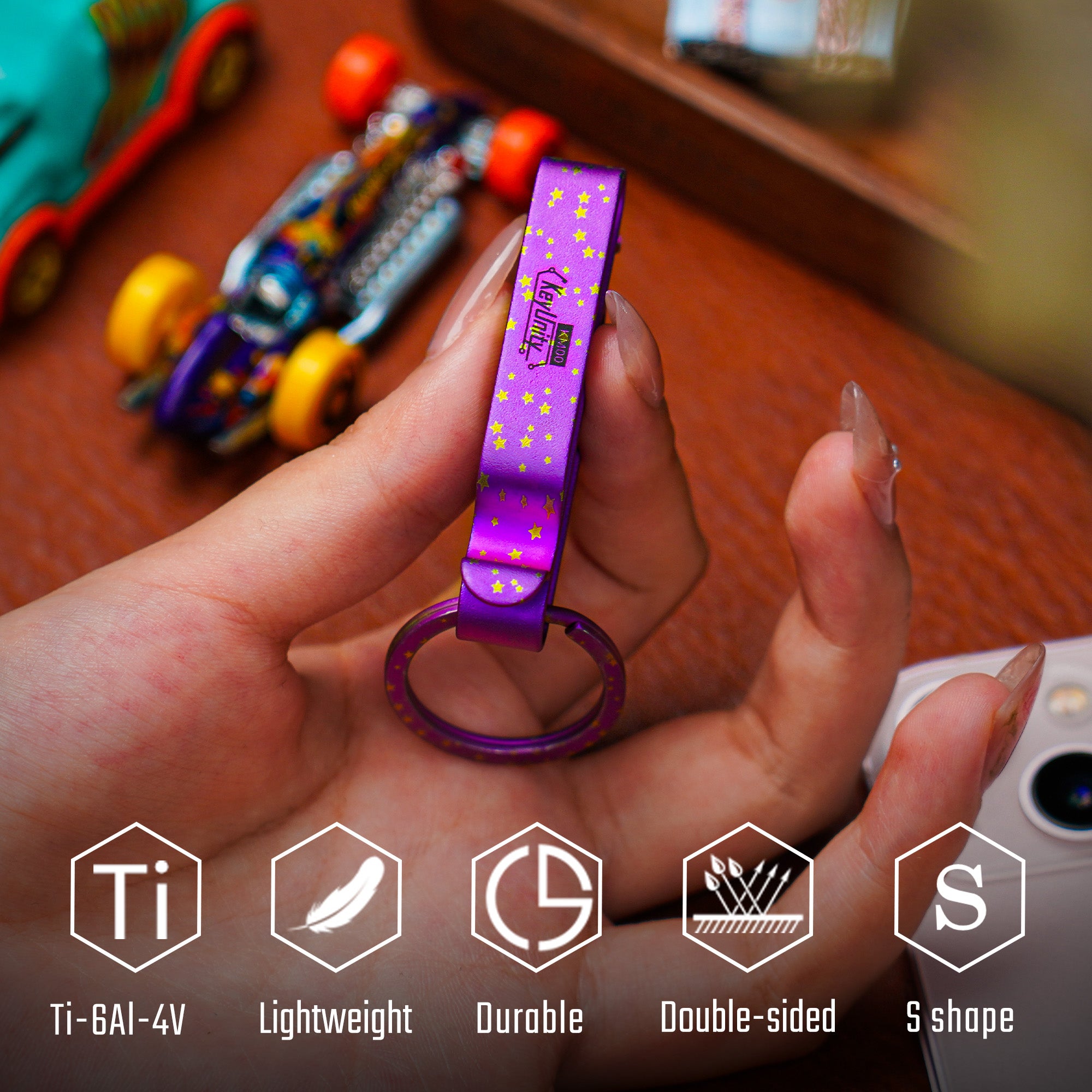 KM00 Titanium Decoration Clip Double Side Keychain Hook