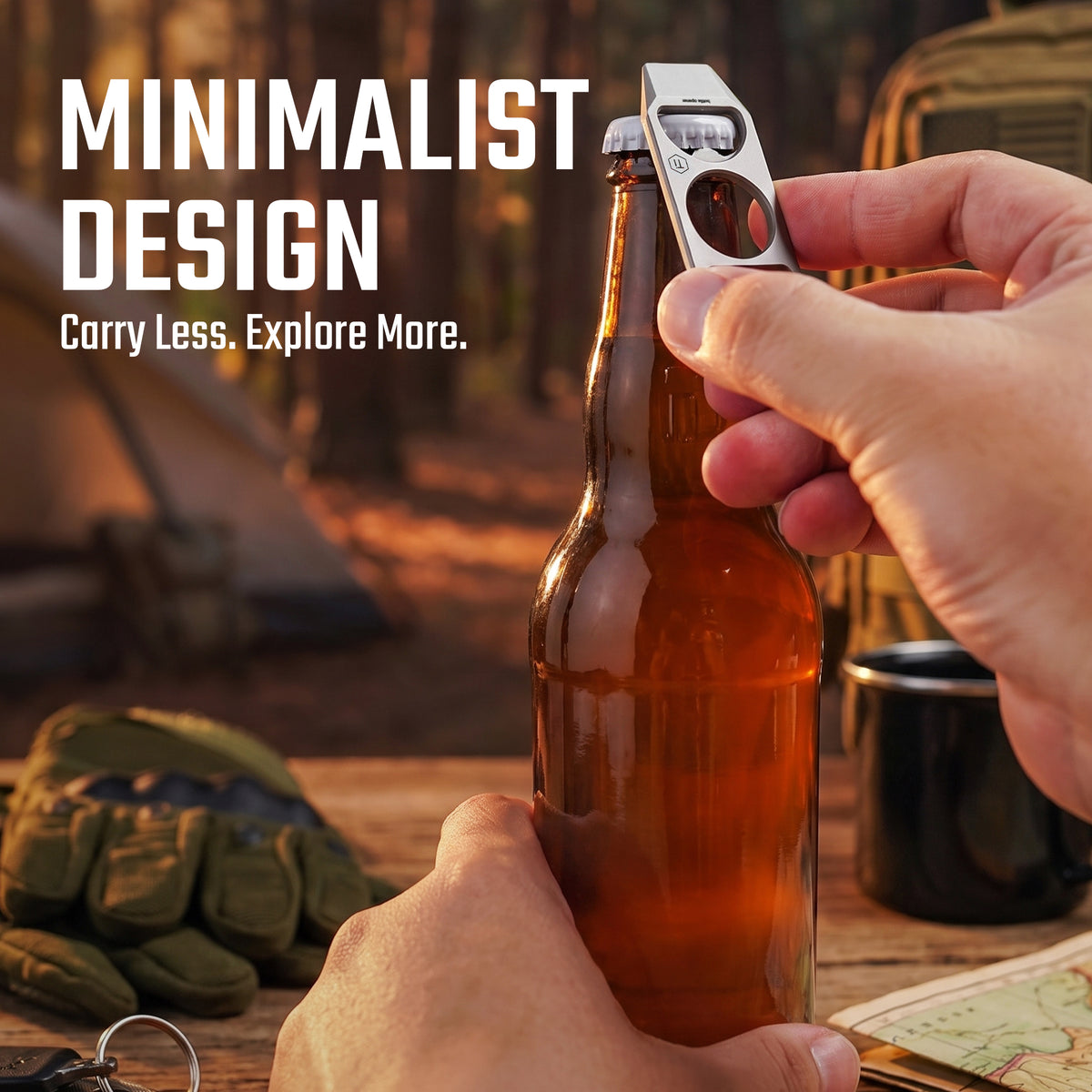 KR06 titanium bottle opener used outdoors