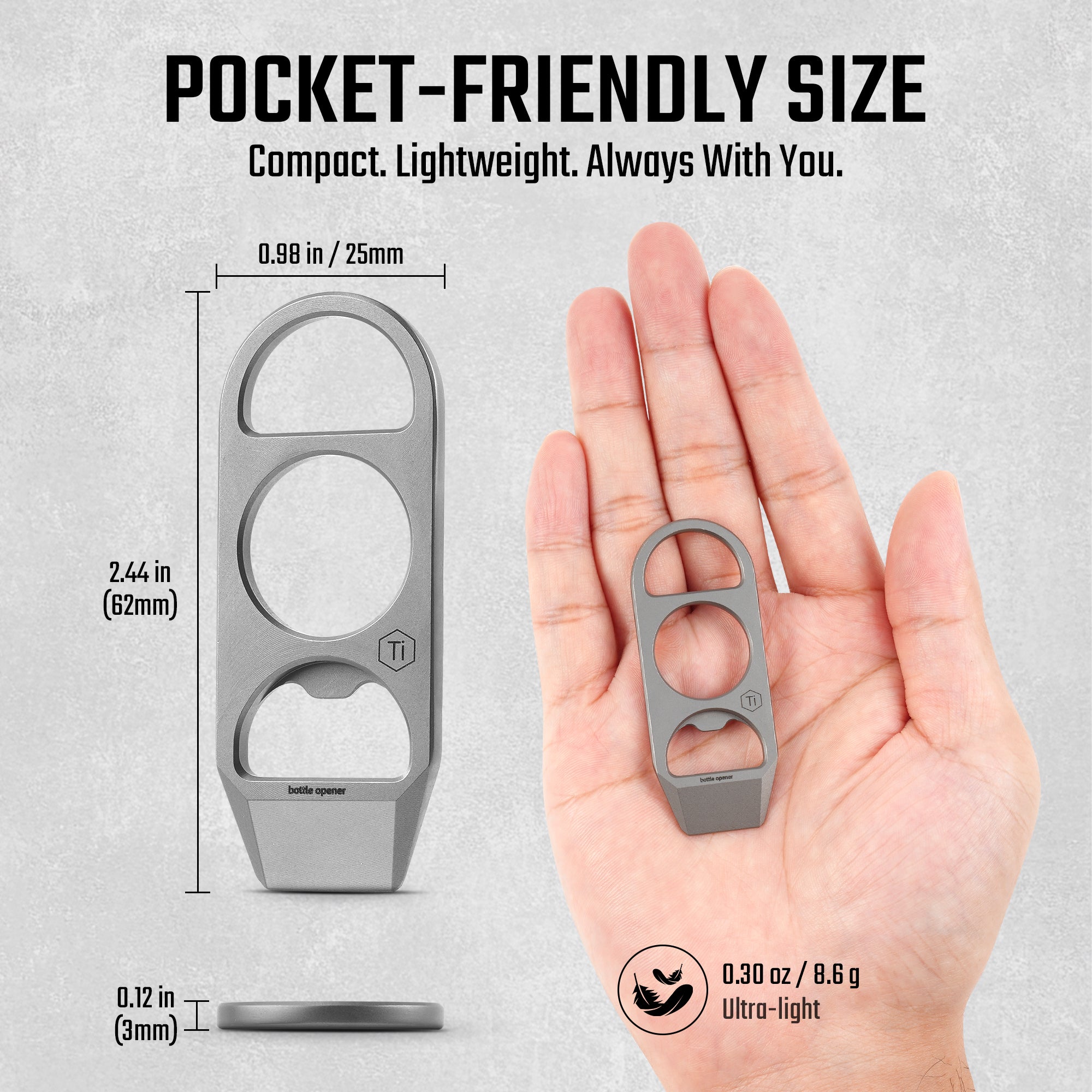KR06 titanium pry bar dimensions and 0.30 oz lightweight design