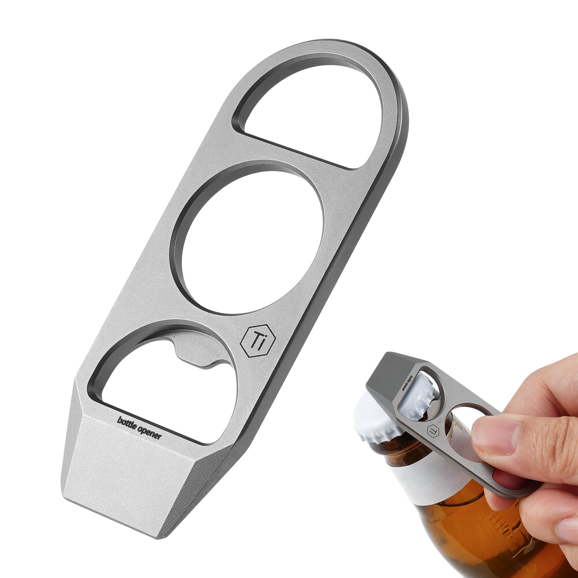 KR06 titanium pry bar and bottle opener with open-frame design