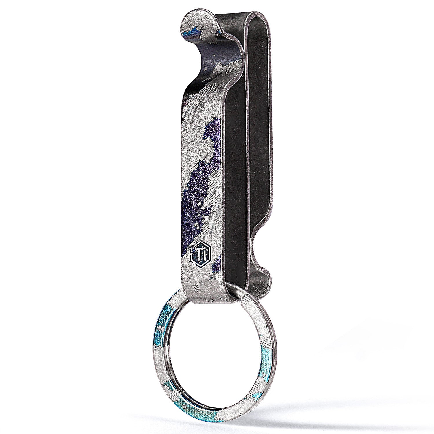 アクセサリー ec melodi leather Key-clip KM00 Titanium Alloy Keychain Belt Clip (Laser engraved pattern)