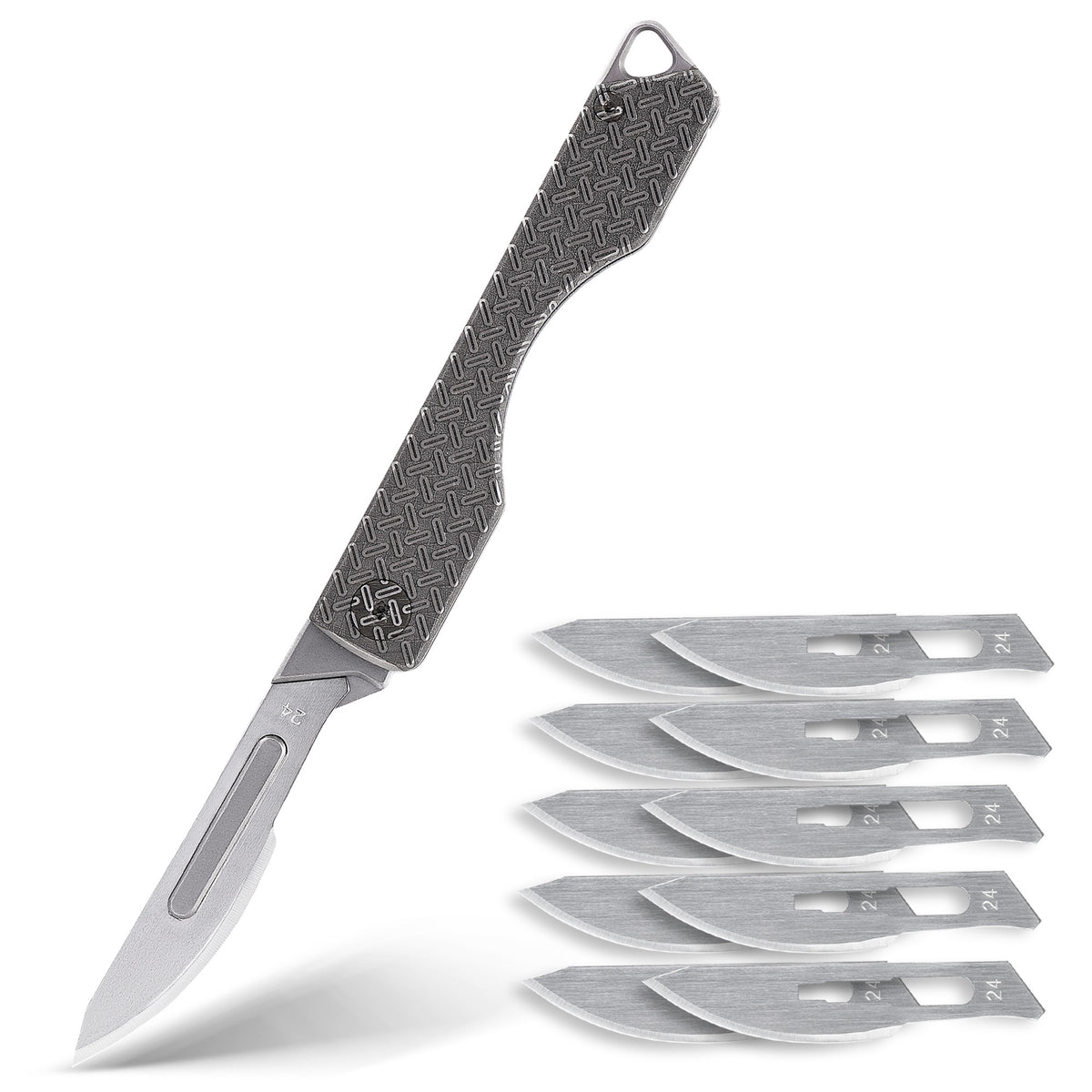 KK01KUP TITANIUM FOLDING KNIFE, UTILITY EDC POCKET KNIFE WITH #24 REPLACEABLE BLADE