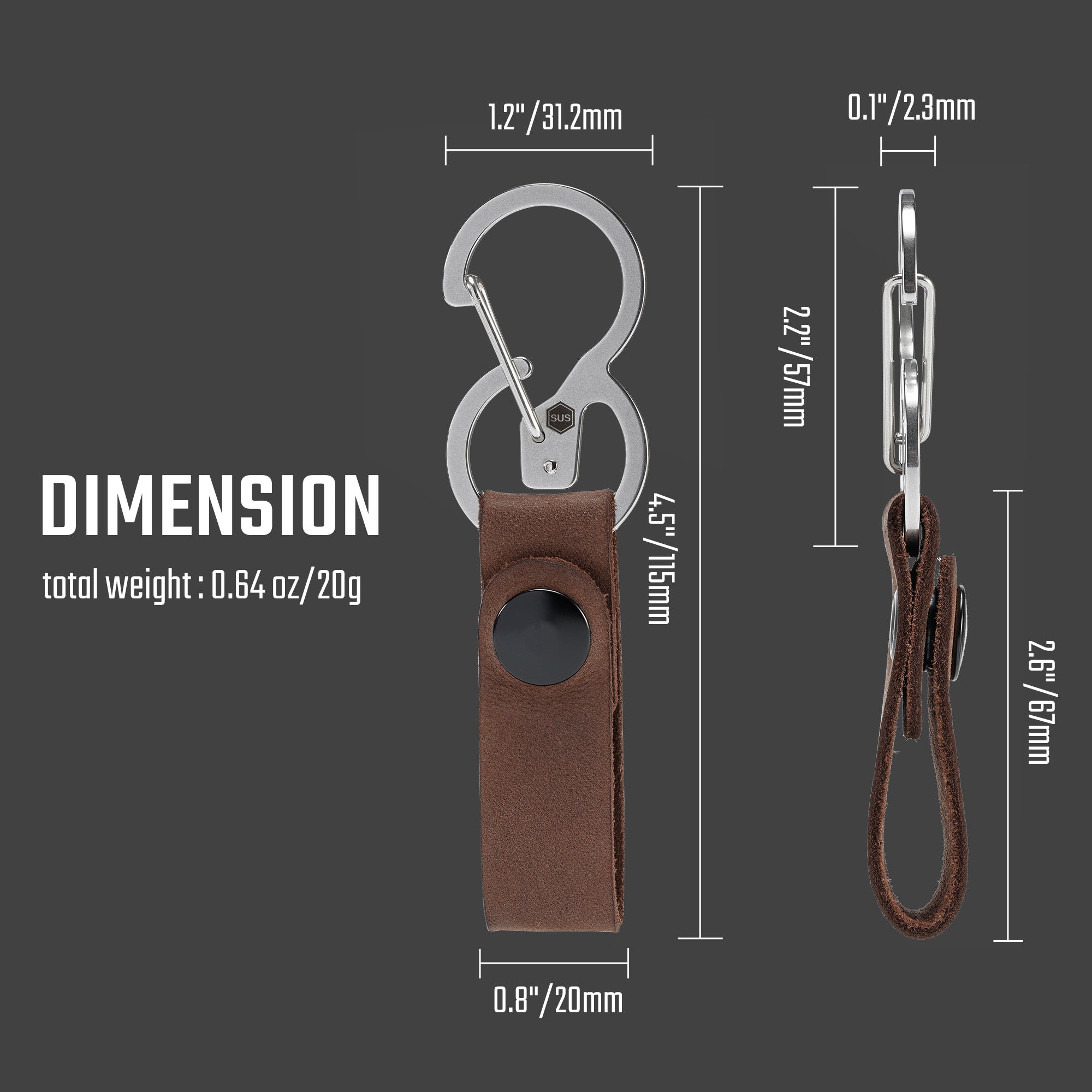 KS03 Anti Lost Stainless Steel Carabiner Clip