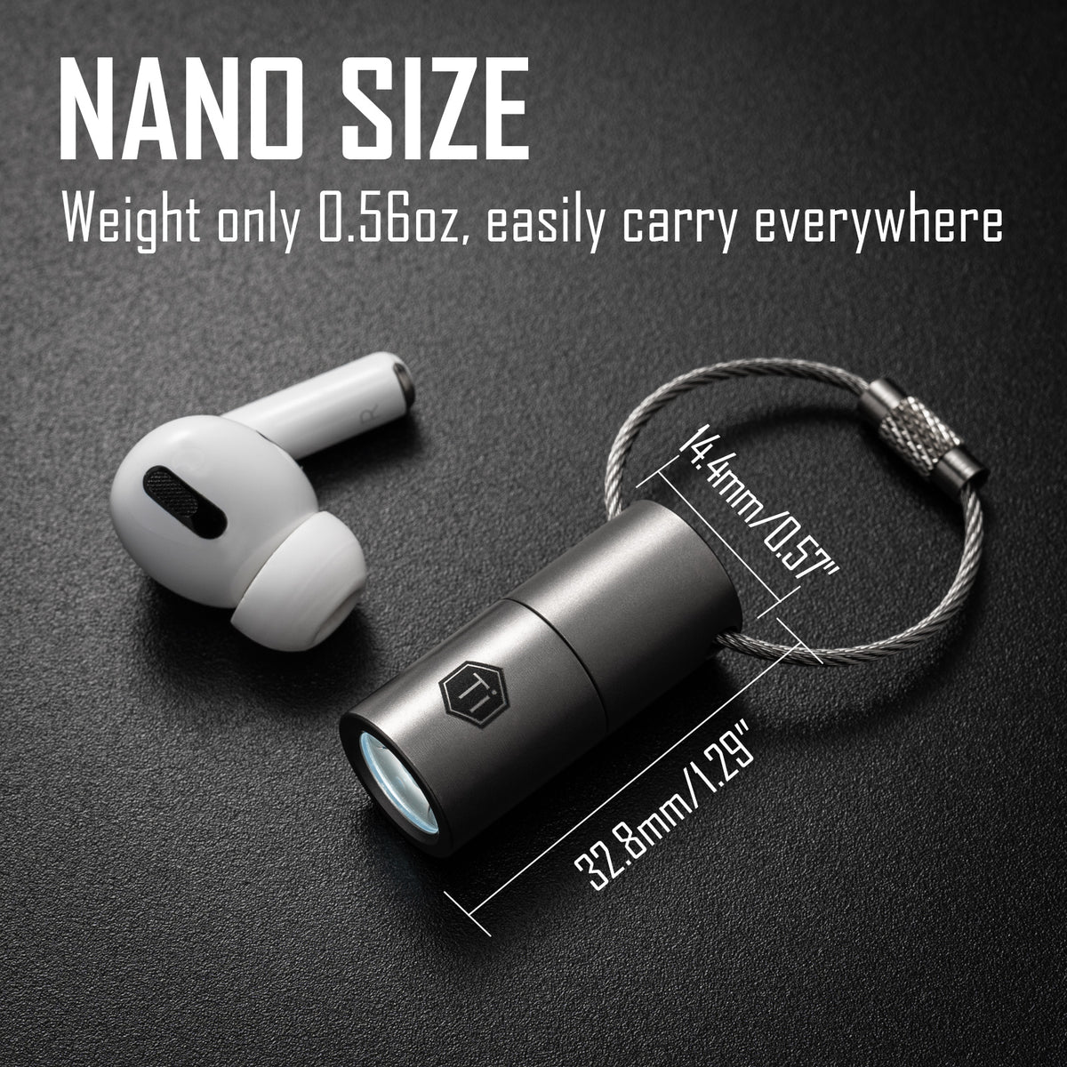 KF03 Titanium Nano Flashlight for Everyday Carry (Sandblasted)