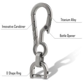 KM14 Titanium EDC Bottle Opener Keychain Clip with D Ring