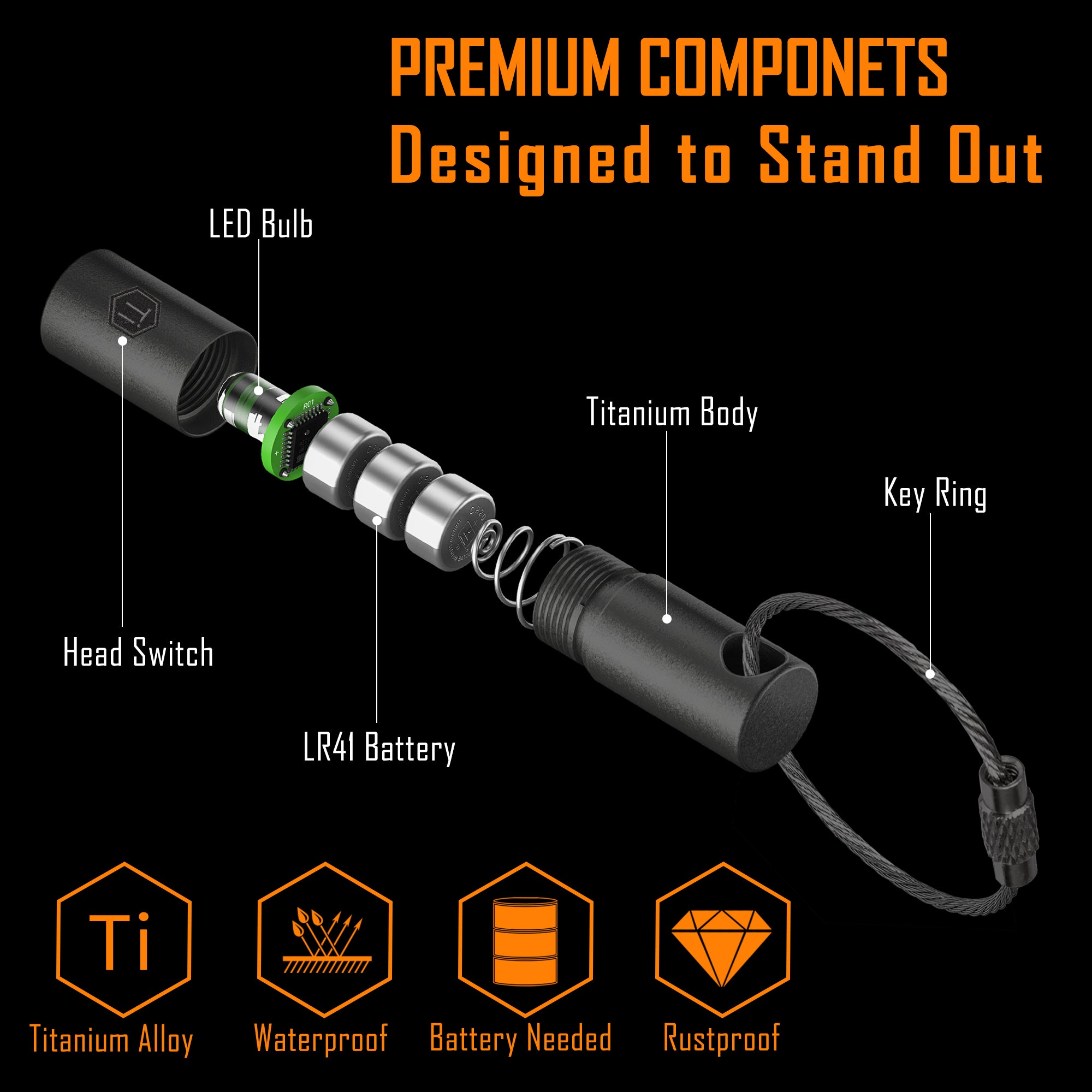 KF00 Titanium Alloy Mini Flashlight