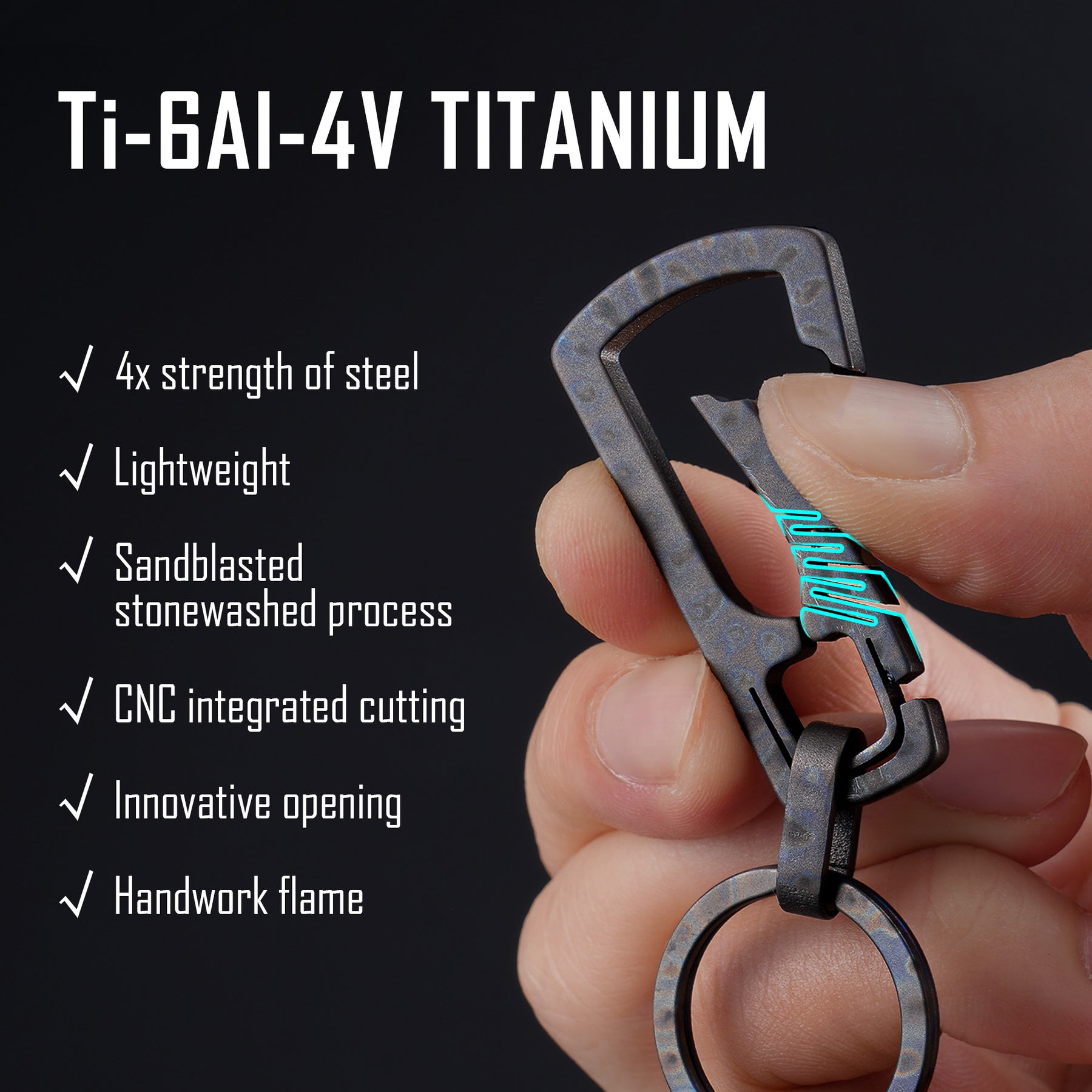 KM04HF Titanium Carabiner Keychain Clip