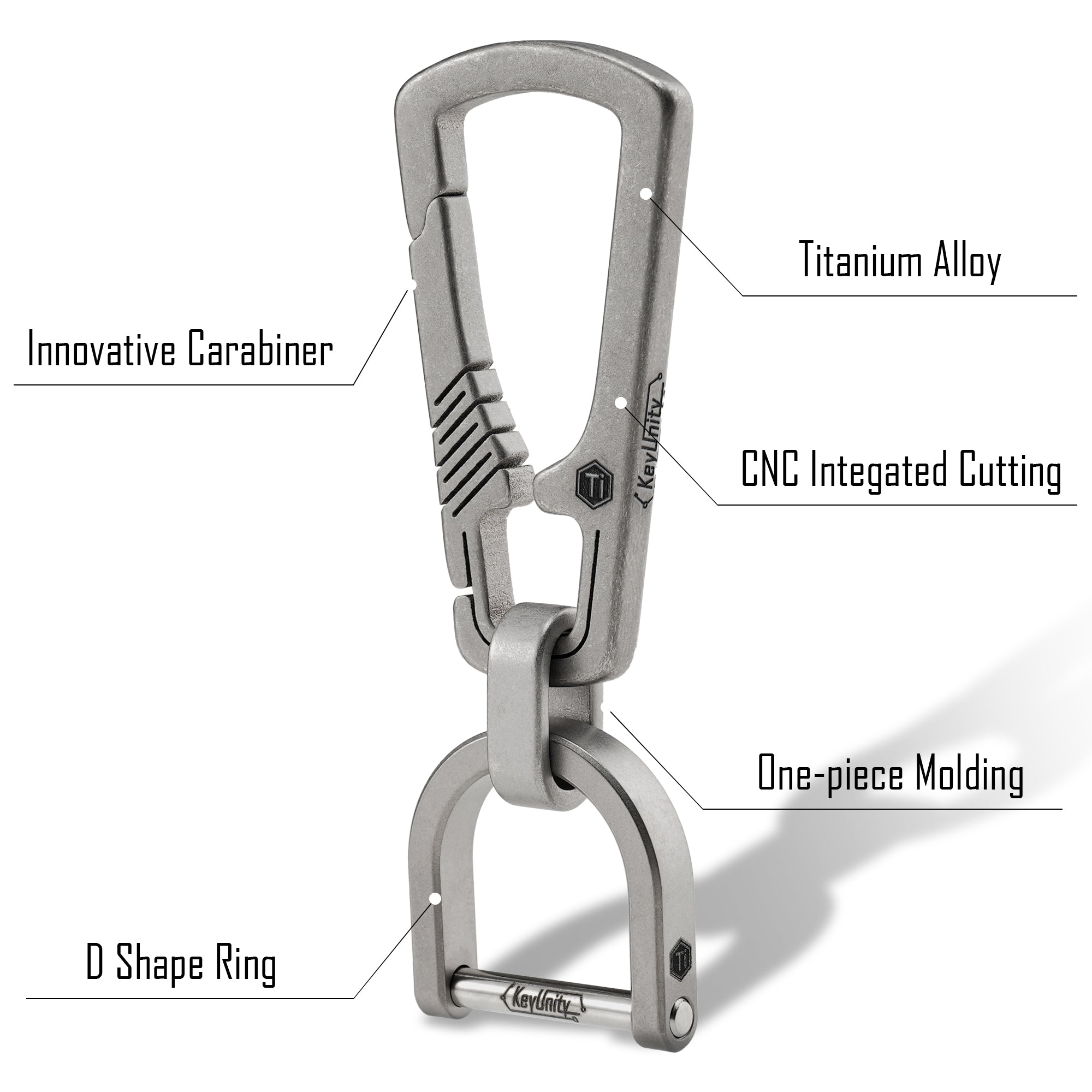 KM17 Titanium EDC Carabiner Keychain Clip with D Ring