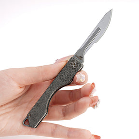KK01KUP TITANIUM FOLDING KNIFE, UTILITY EDC POCKET KNIFE WITH #24 REPLACEABLE BLADE