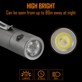 KF04 Mini LED Flashlight with AAA Battery & Pocket Clip