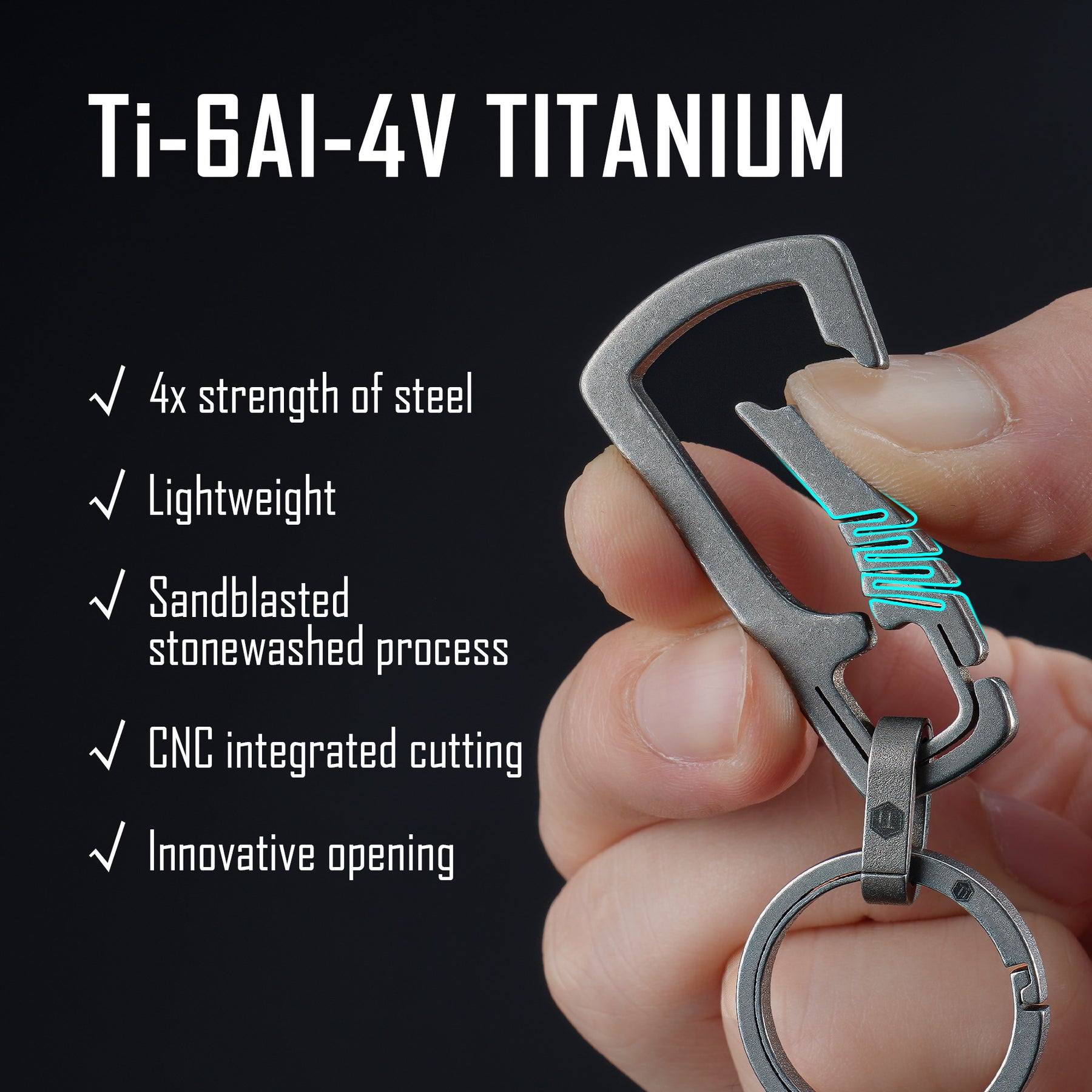 KM19SW Titanium Carabiner Keychain Clip
