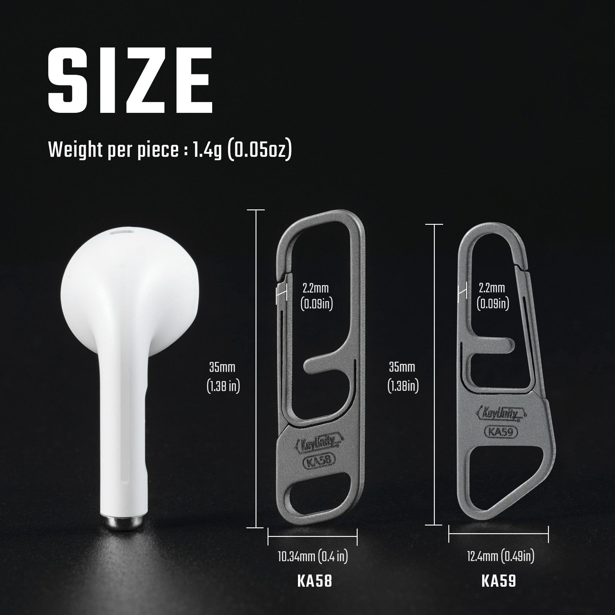 KA59 Titanium Zipper Pulls