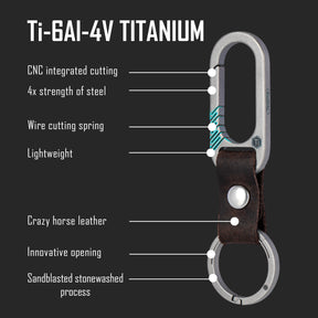 KM21SW Titanium Belt Clip Leather Keychain Holder