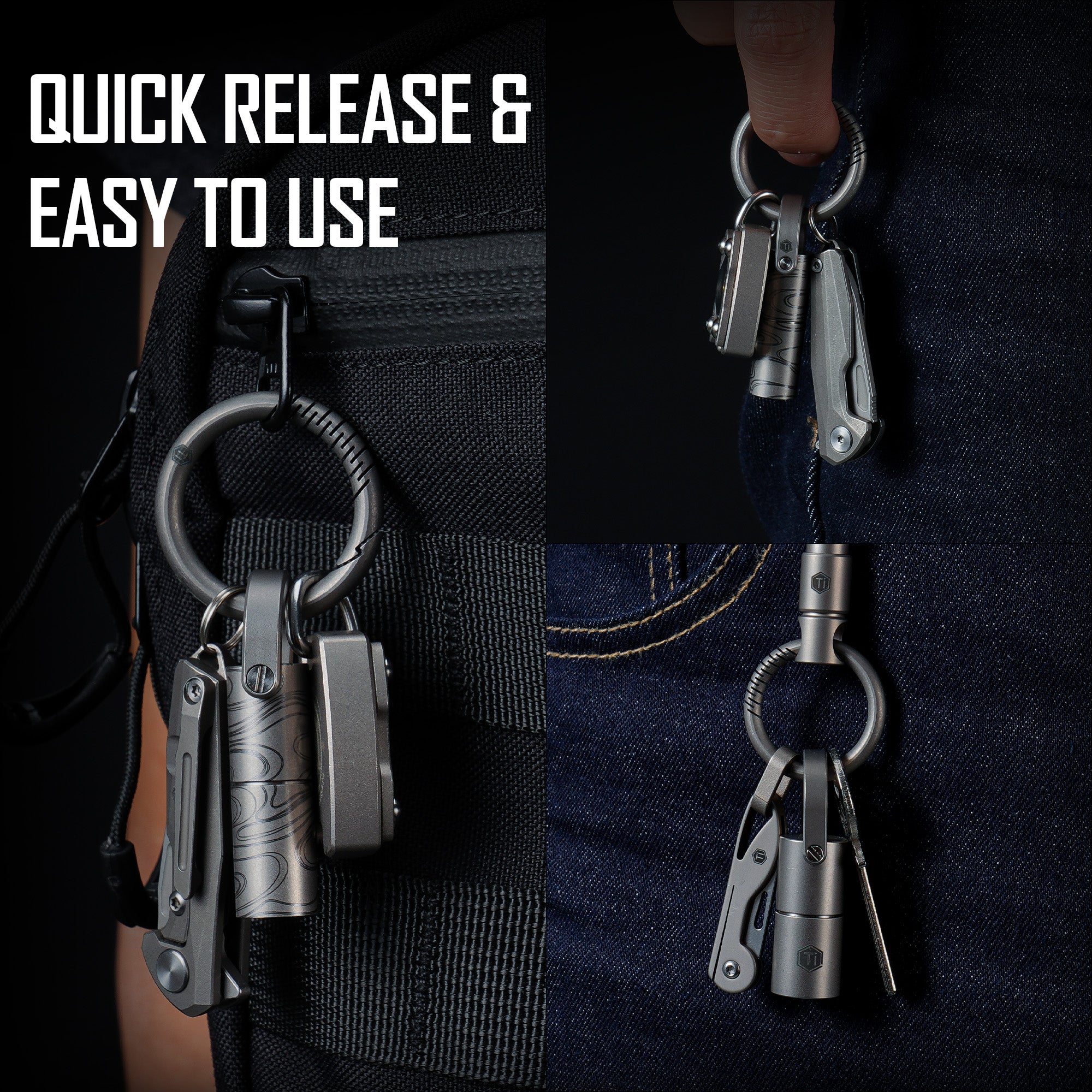 KA34 Titanium Side Pushing Key Ring