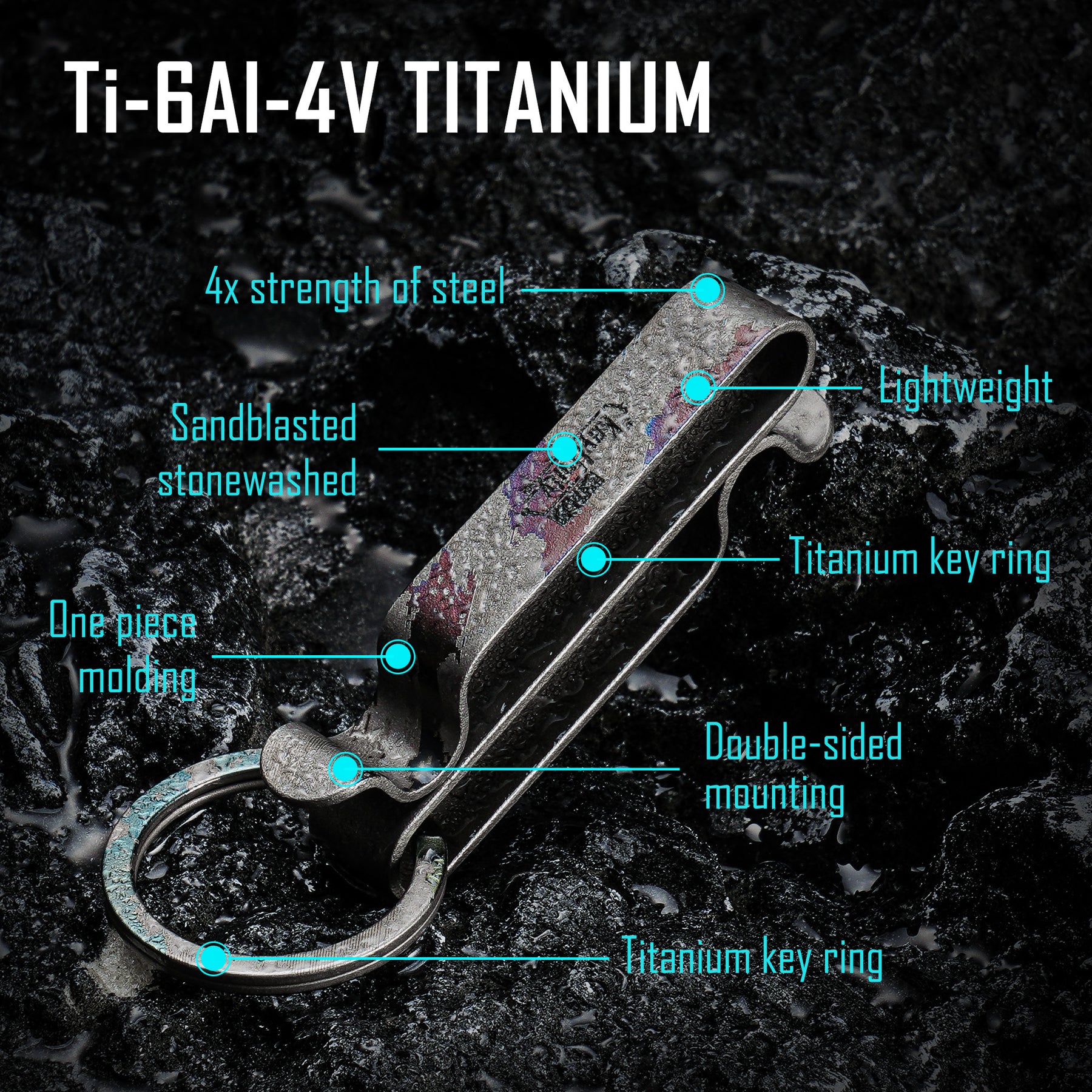 KM00 Titanium Alloy Keychain Belt Clip (Laser engraved pattern)