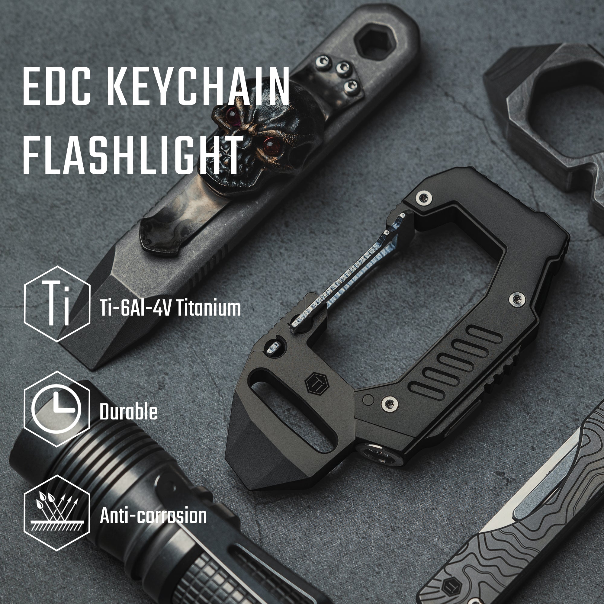 KF02 Titanium Carabiner Flashlight