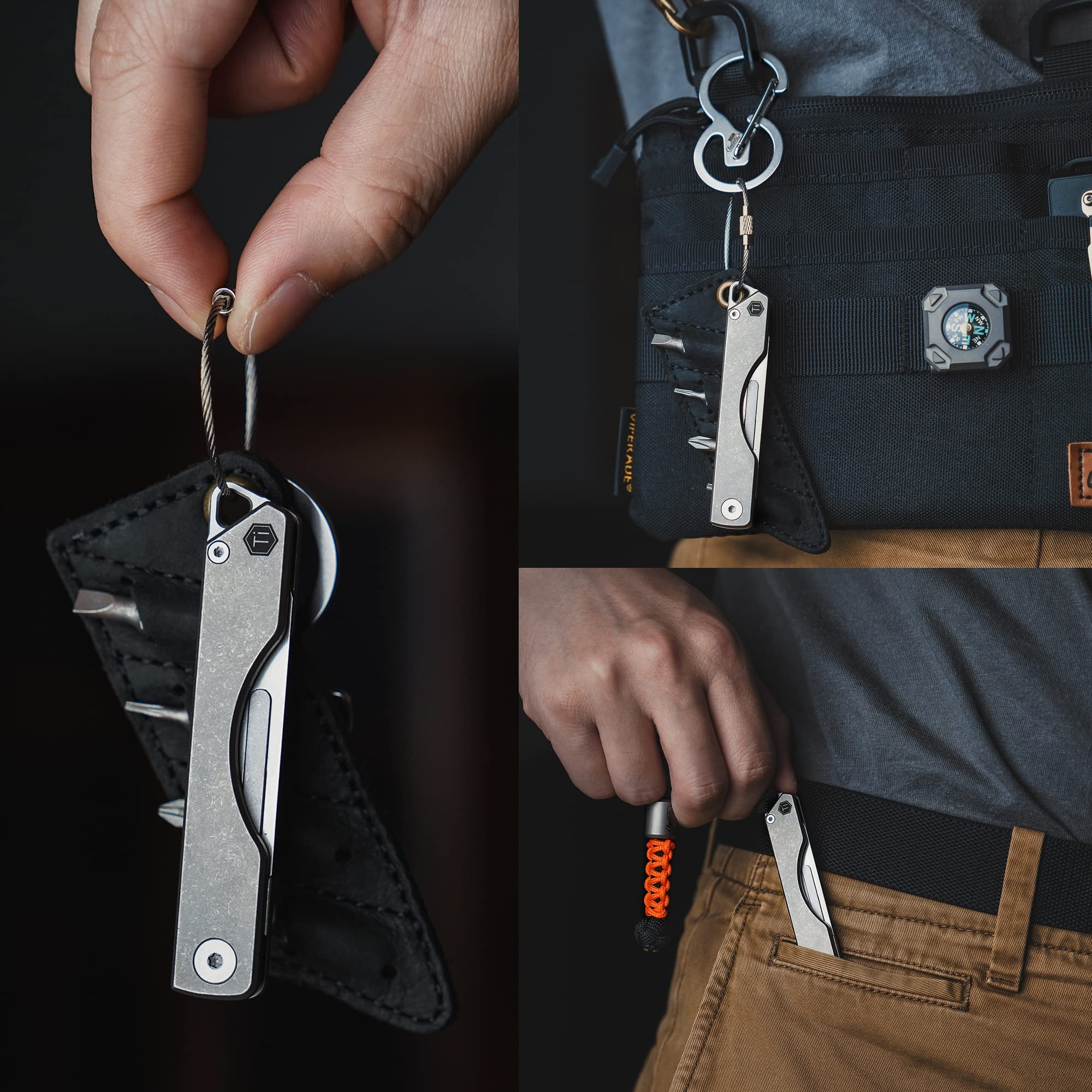 KM01 Titanium EDC Keychain Clip Set for Everyday Carry