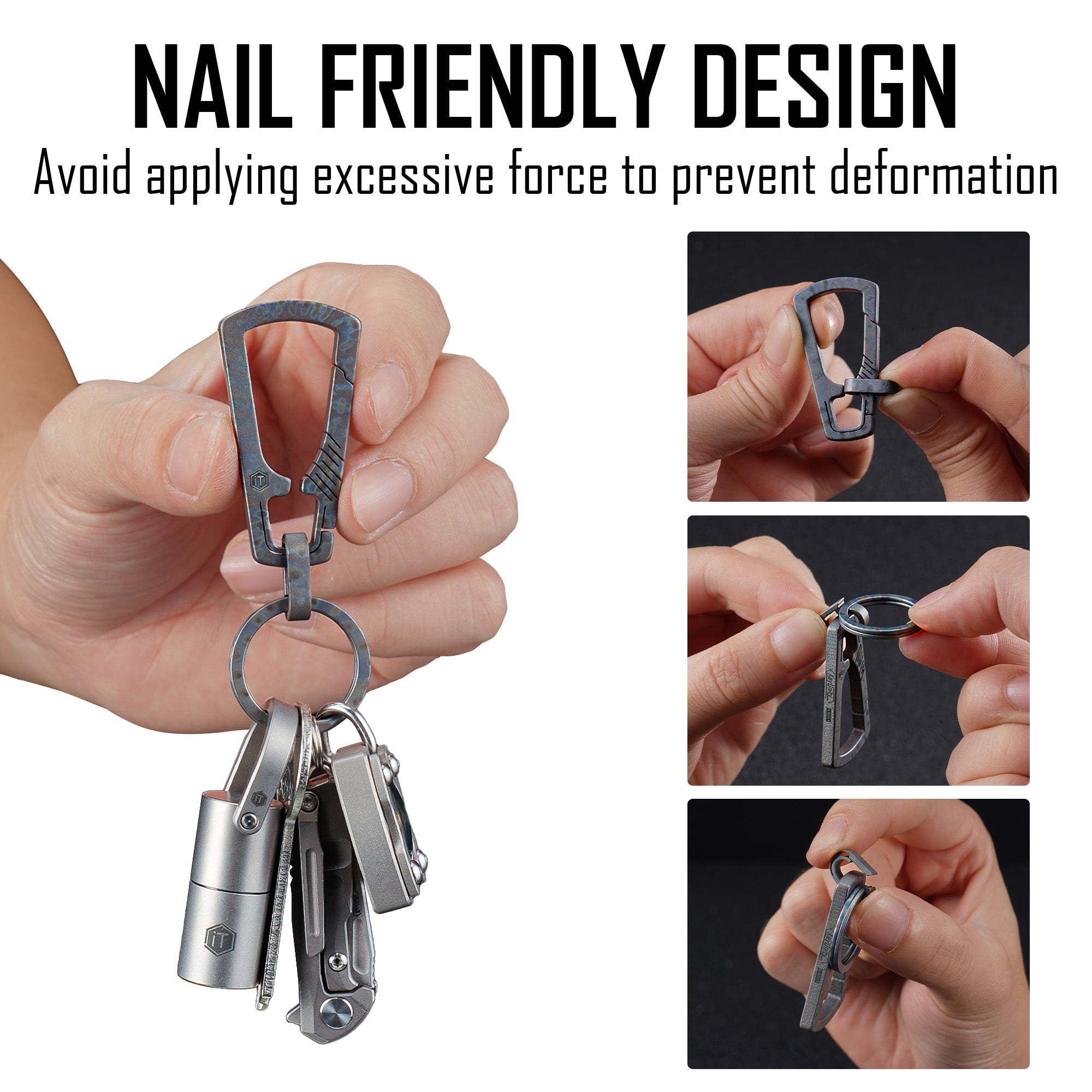 KM04HF Titanium Carabiner Keychain Clip