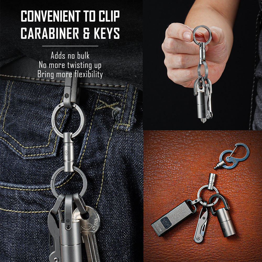 KA52 2pcs Detachable Titanium Key Ring Holder