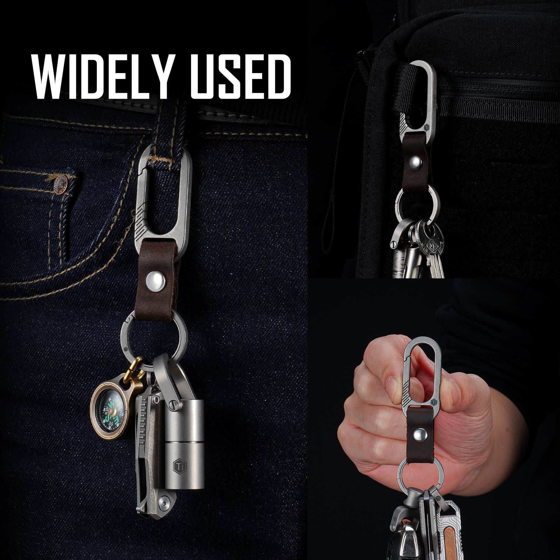 KM21SW Titanium Belt Clip Leather Keychain Holder