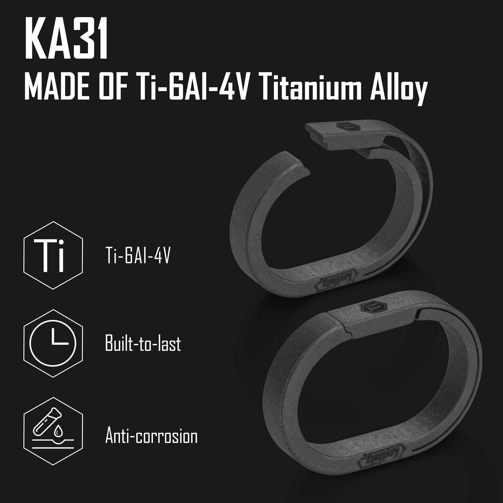 KA31 Titanium Key Ring （Black）