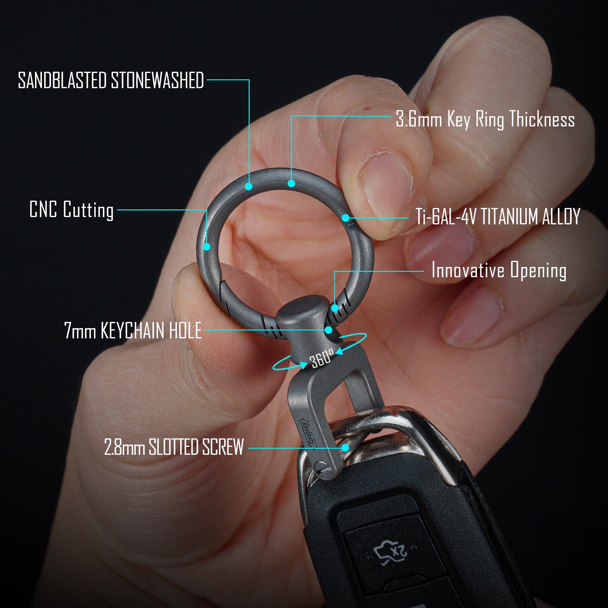 KA36 Titanium Side Pushing Key Ring