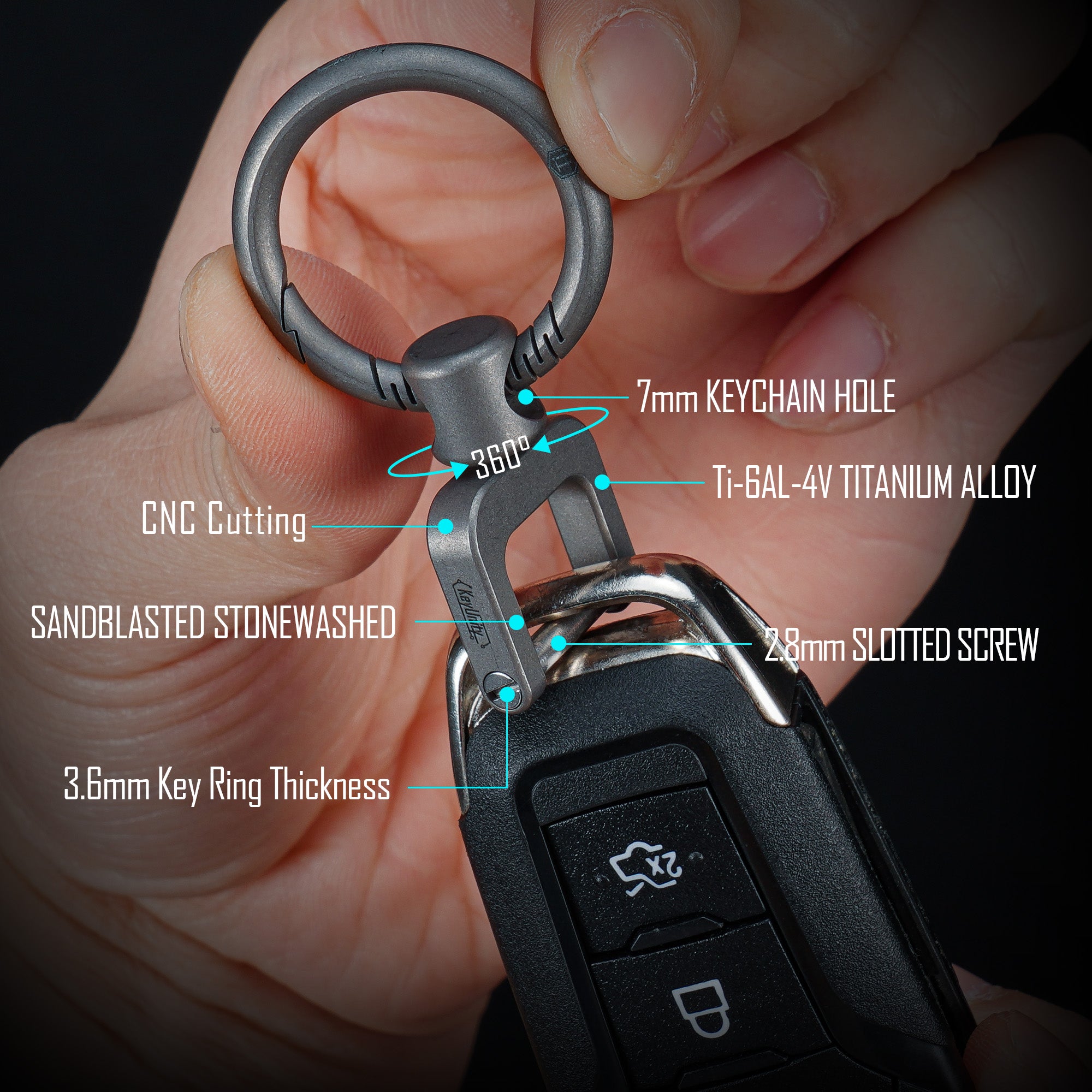 KA35 Titanium Side Pushing Key Ring